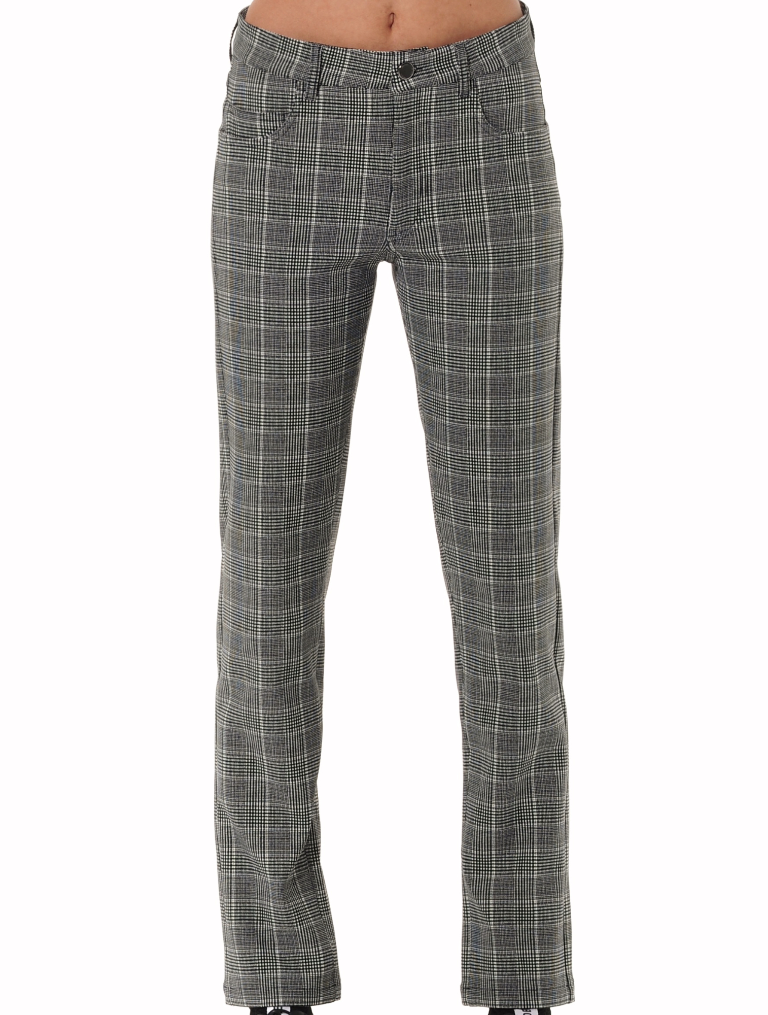 Tweed Print Thermo Straight Cut Pants grey