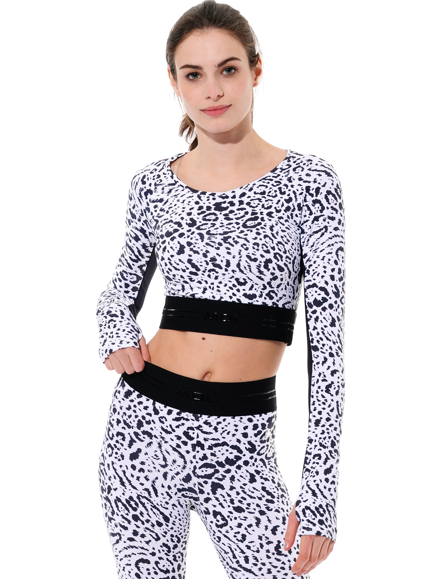 Ocelot print crop top black/white 