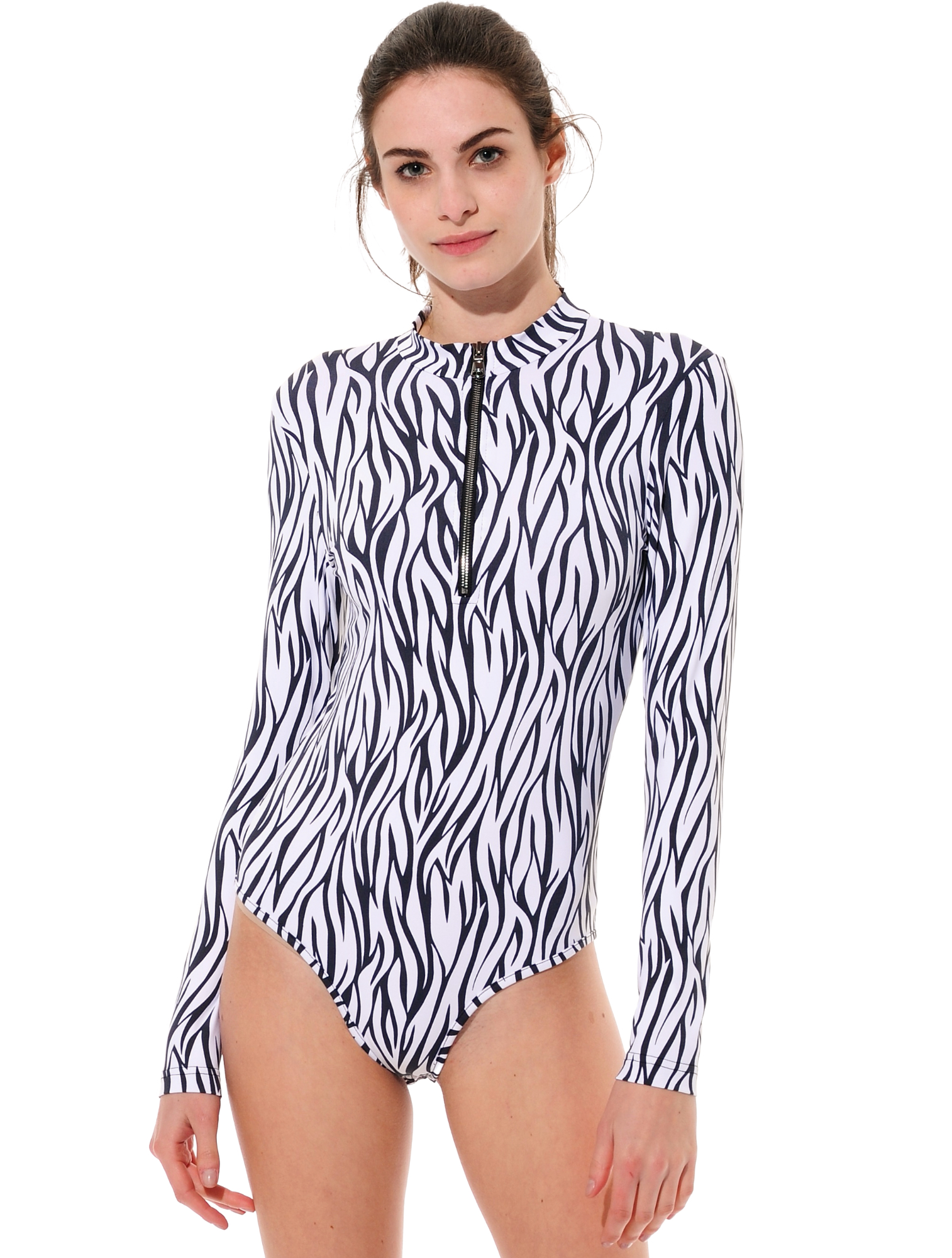 Meryl print zip body black/white 