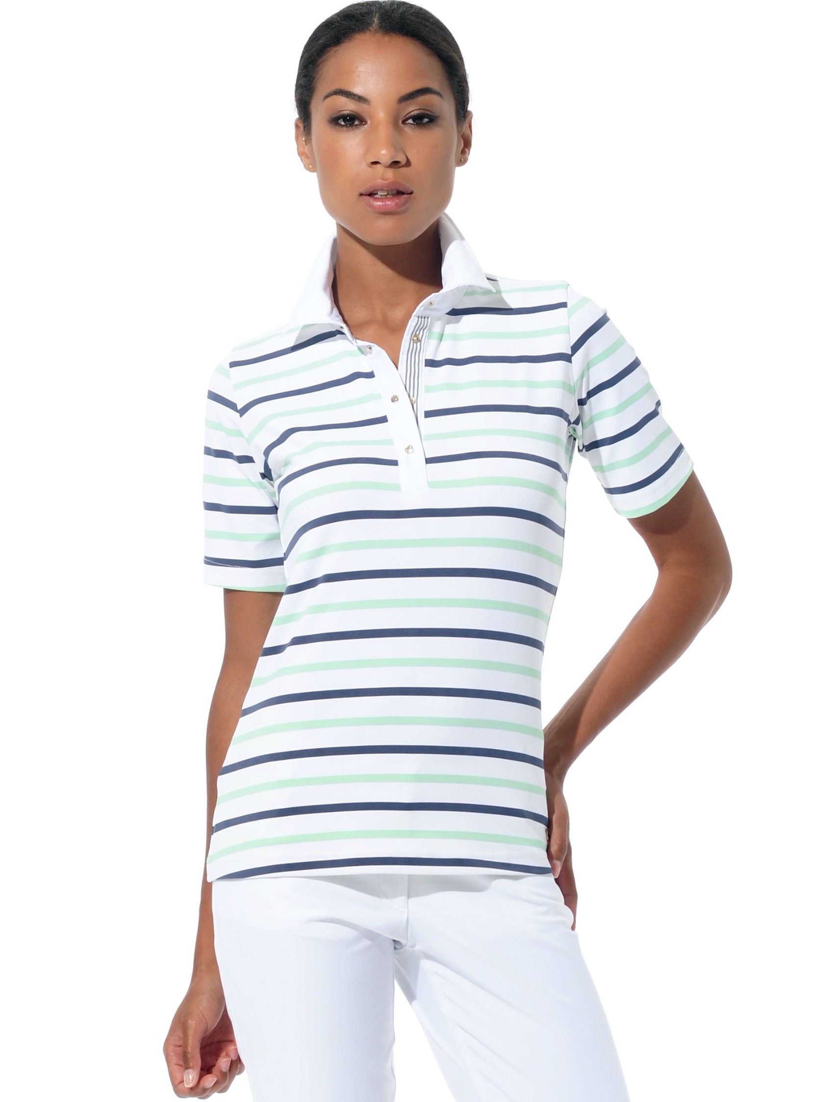 St. Tropez Print Polo neo mint/night blue