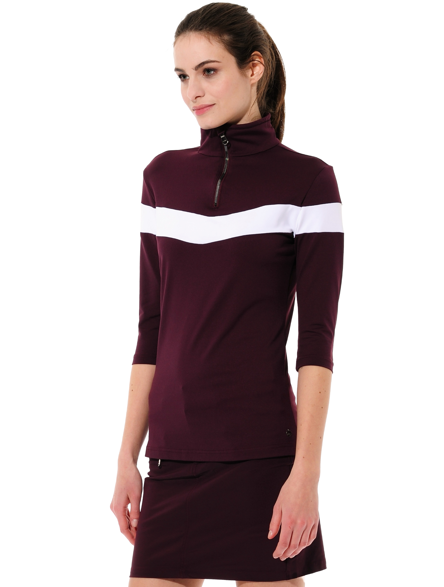 Meryl zip polo shirt burgundy