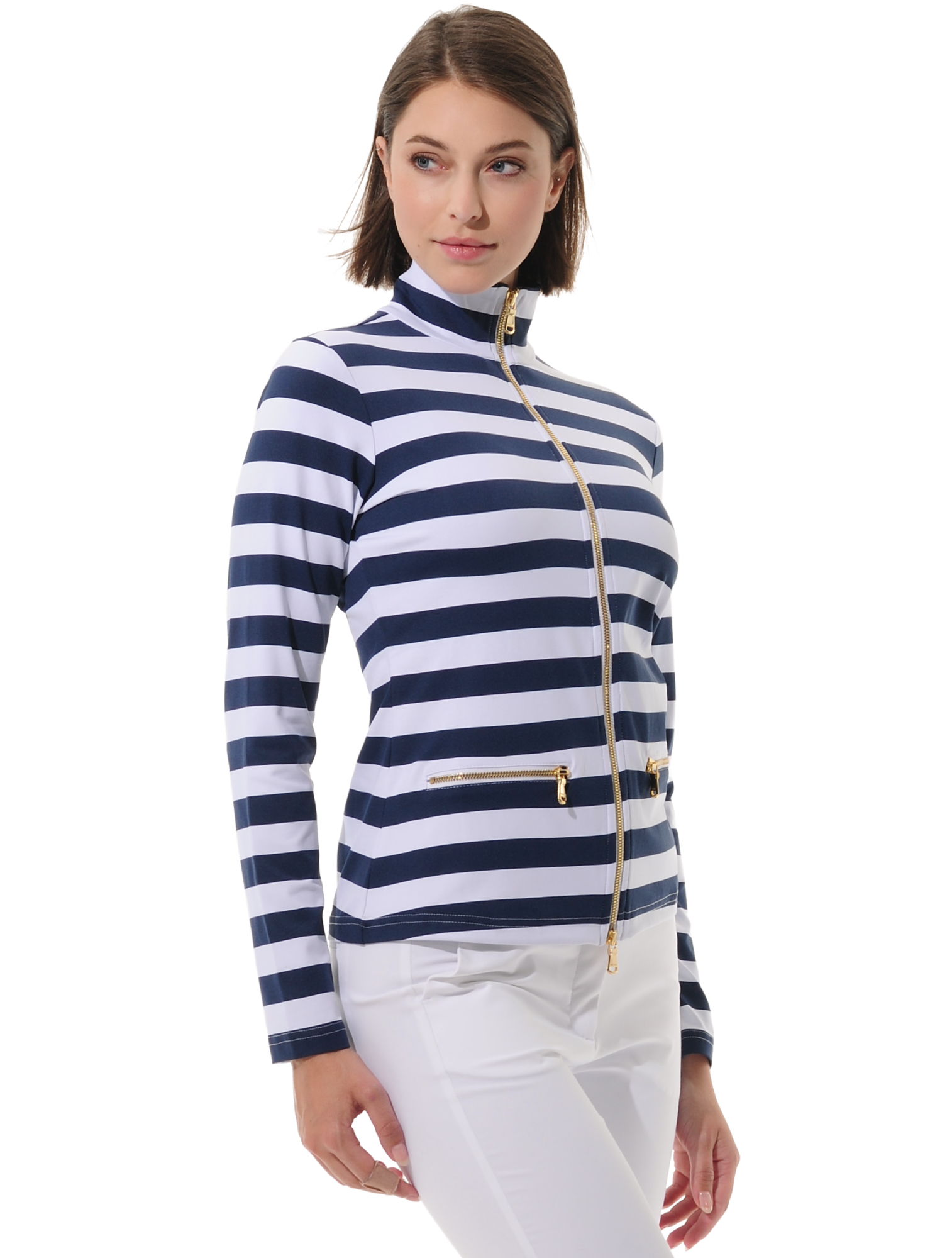 Yachting print full zip midlayer navy