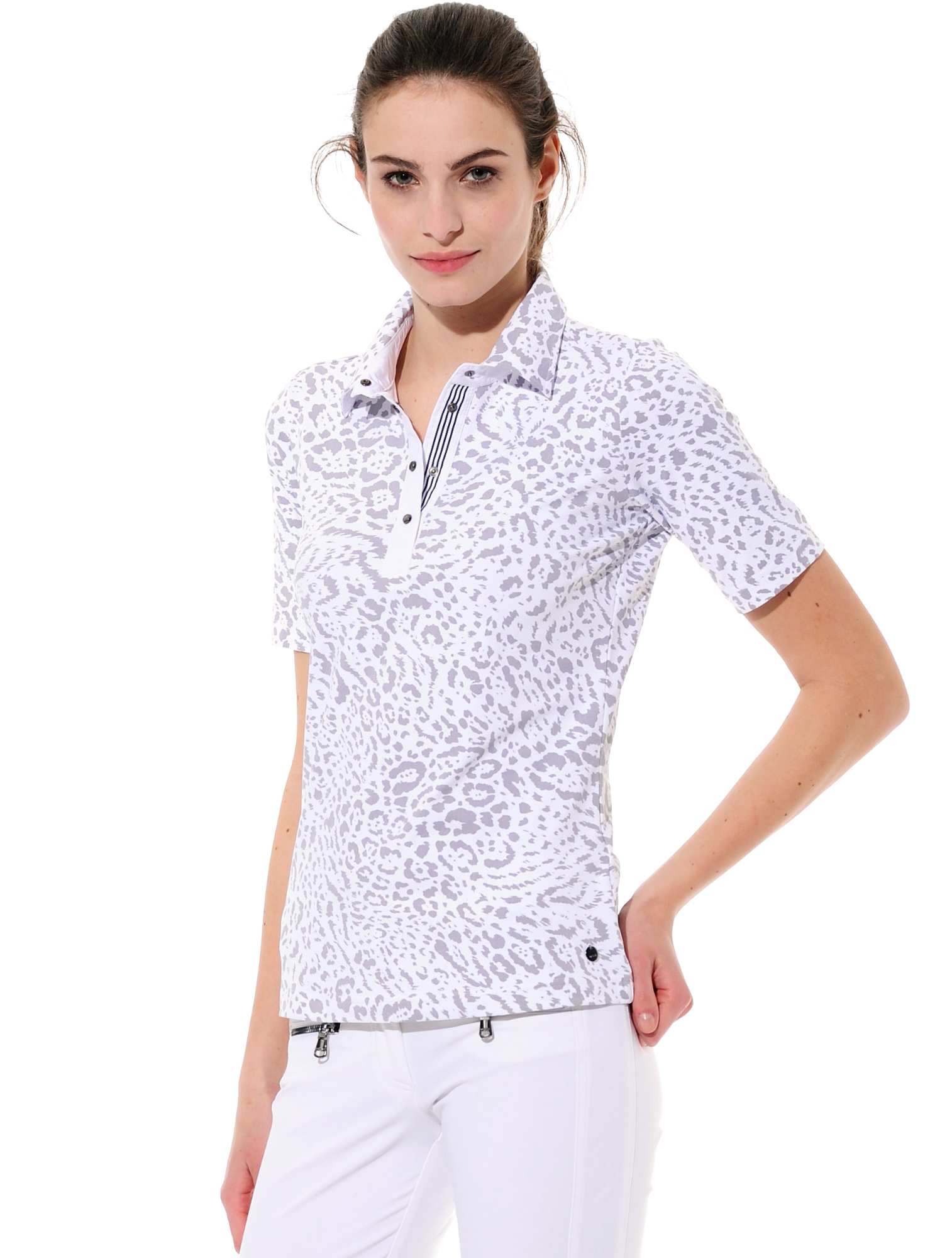 Ocelot print polo shirt grey 