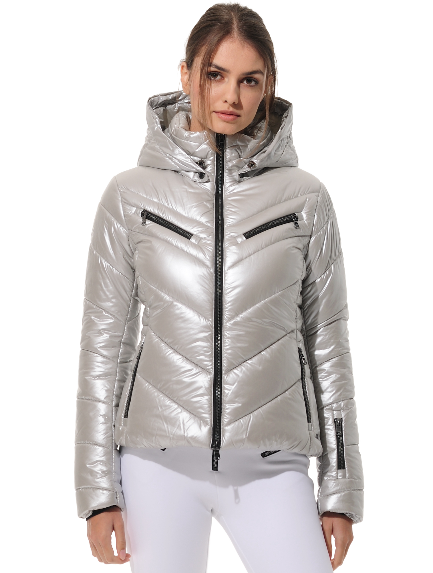 shiny ski jacket silver 