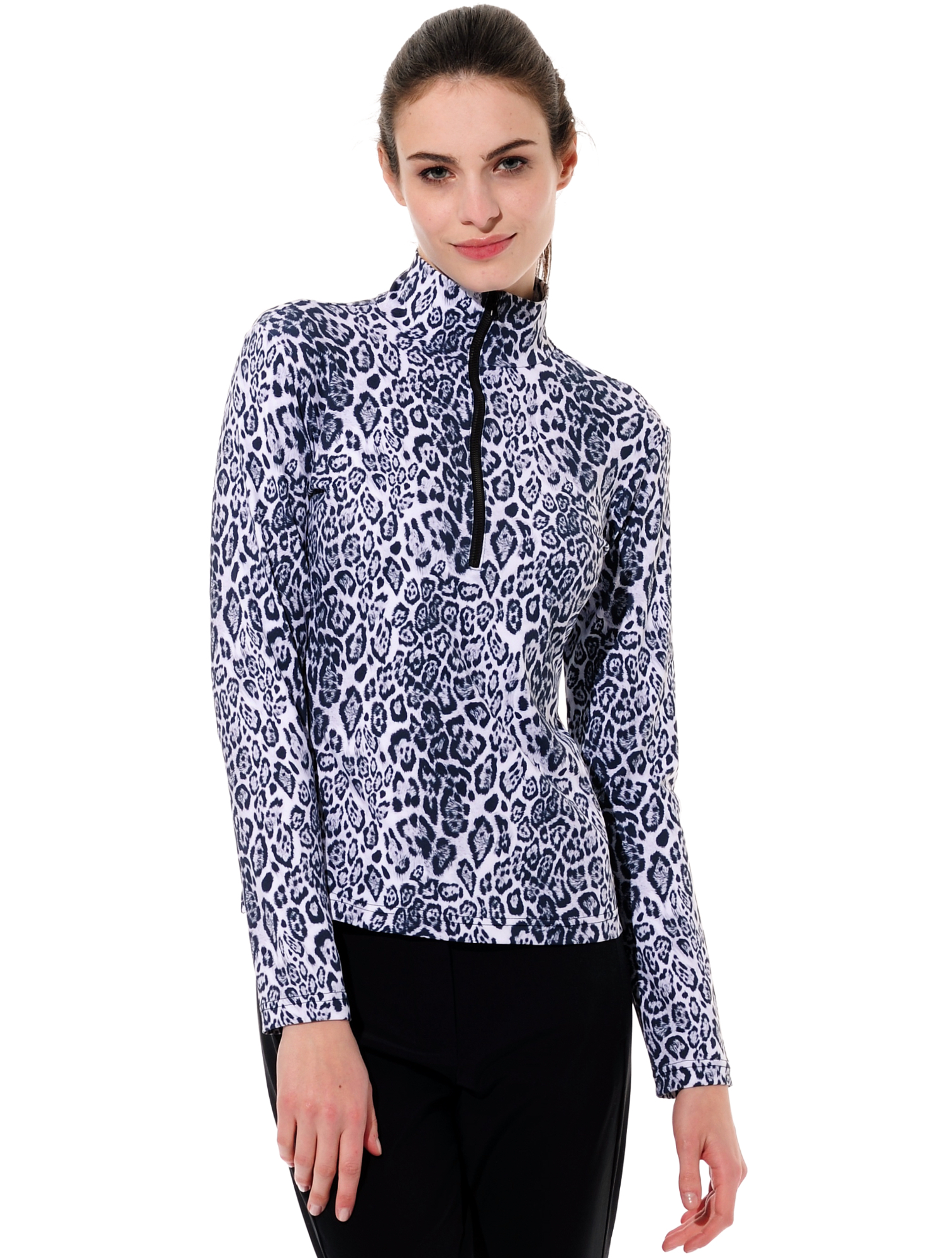 Leo Print Zip Longsleeve grey