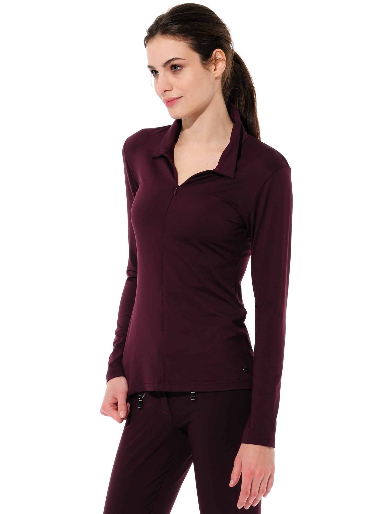 Meryl zip polo shirt burgundy