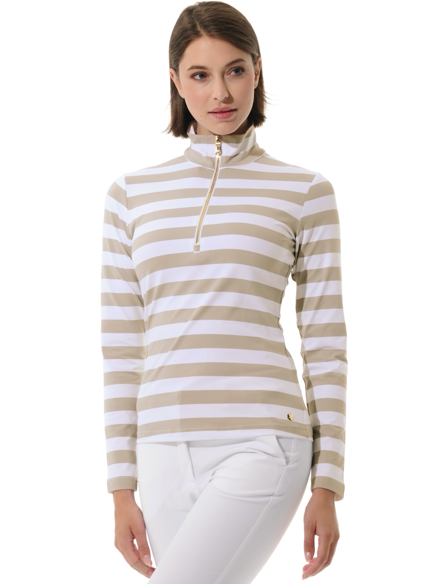 Yachting Print Zip Longsleeve light taupe