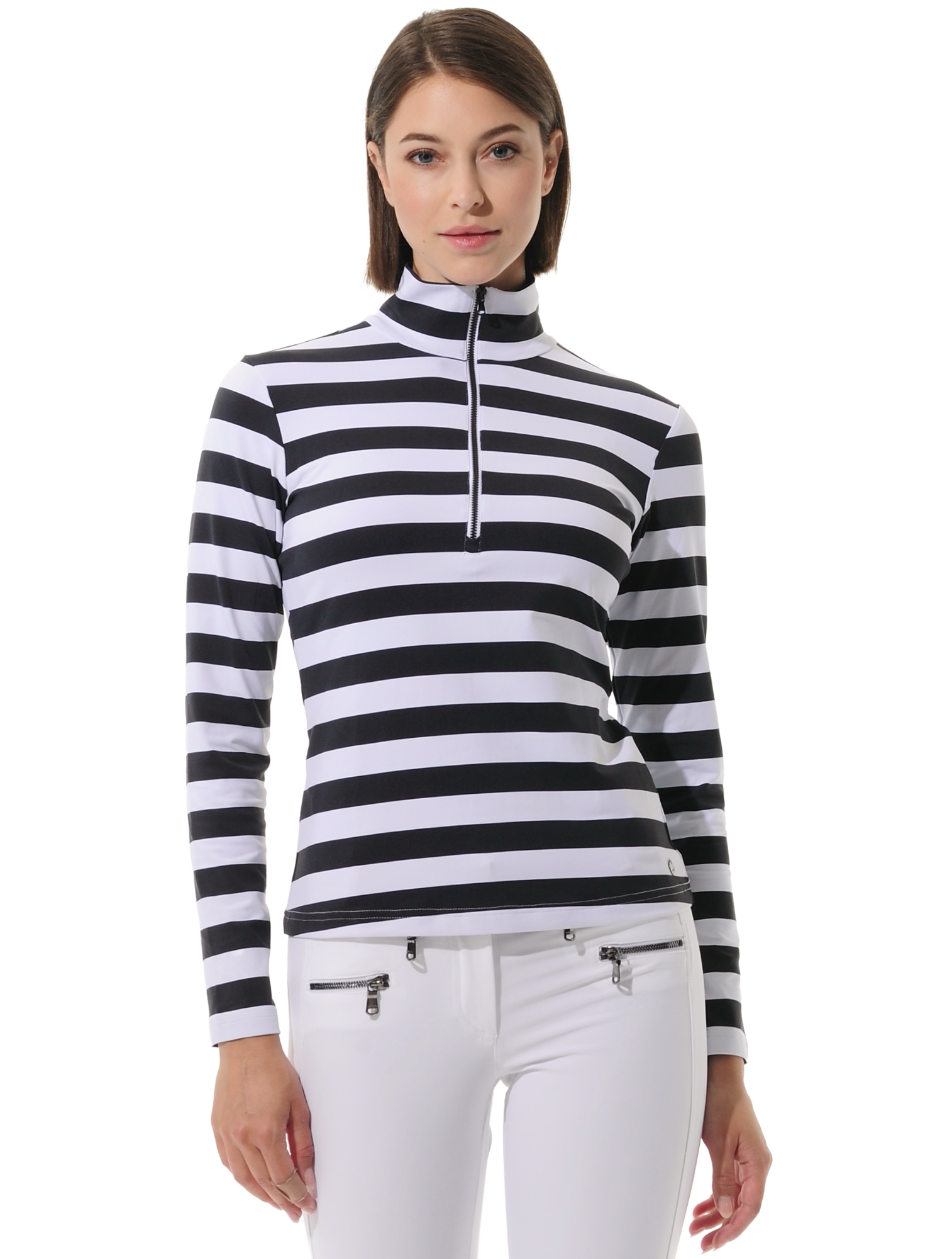 Yachting print zip longsleeve black/white