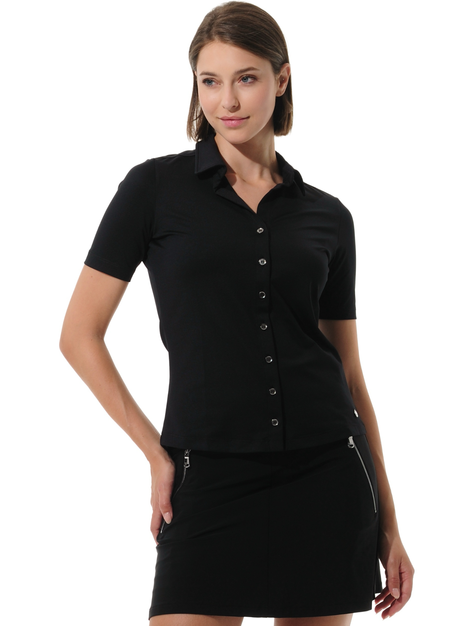 Jersey golf polo shirt black