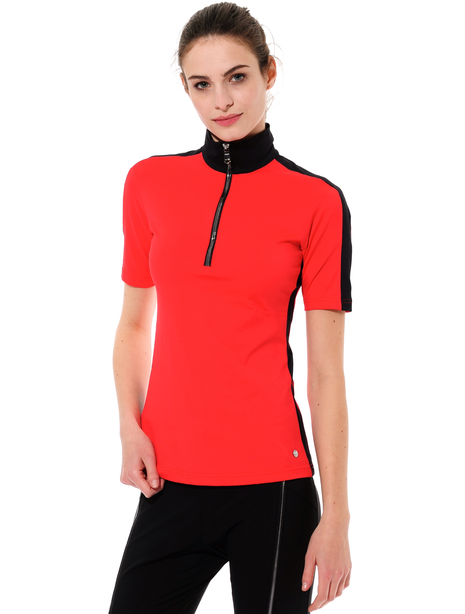 Meryl zip polo shirt red/black 