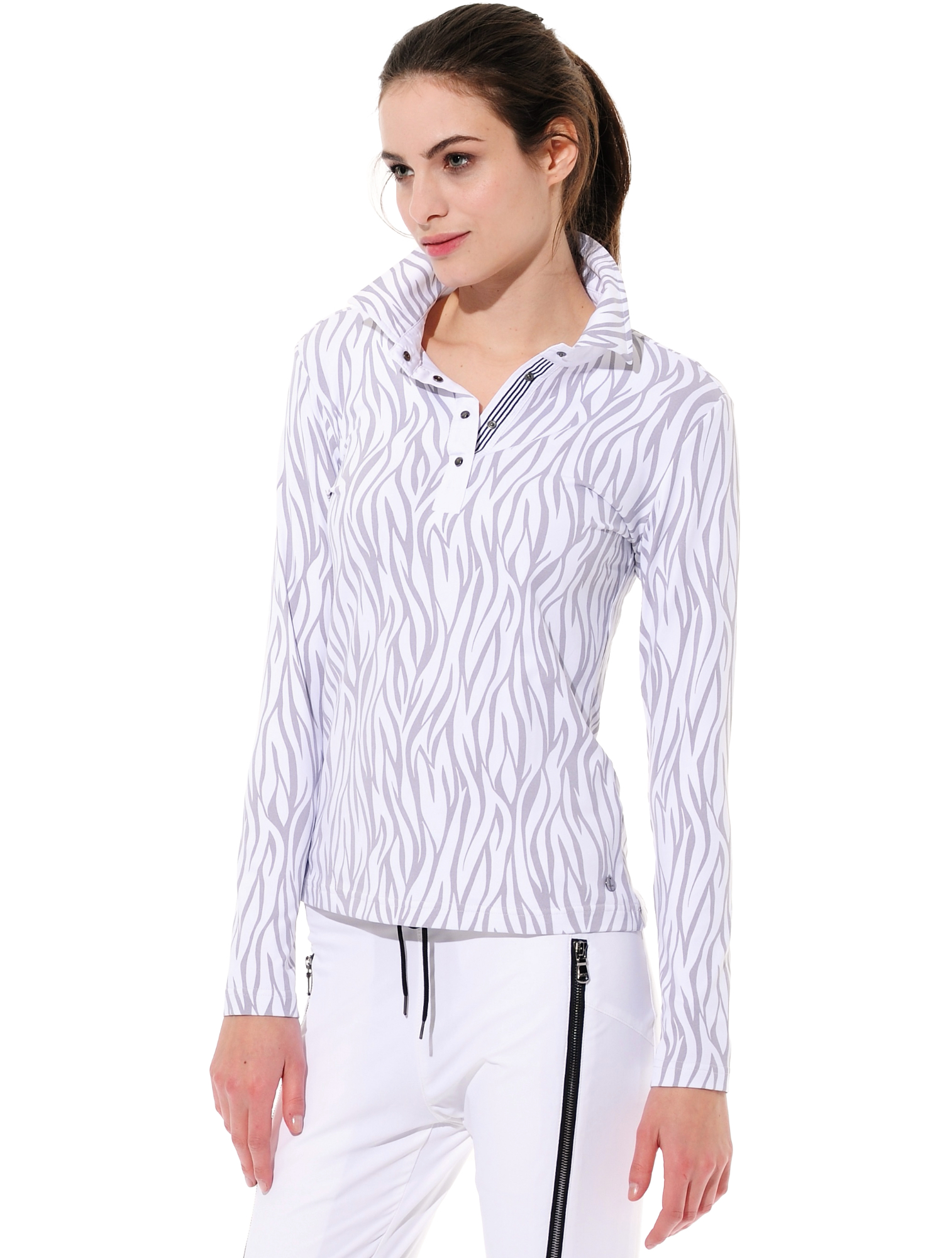 Zebra Skin print polo shirt grey 