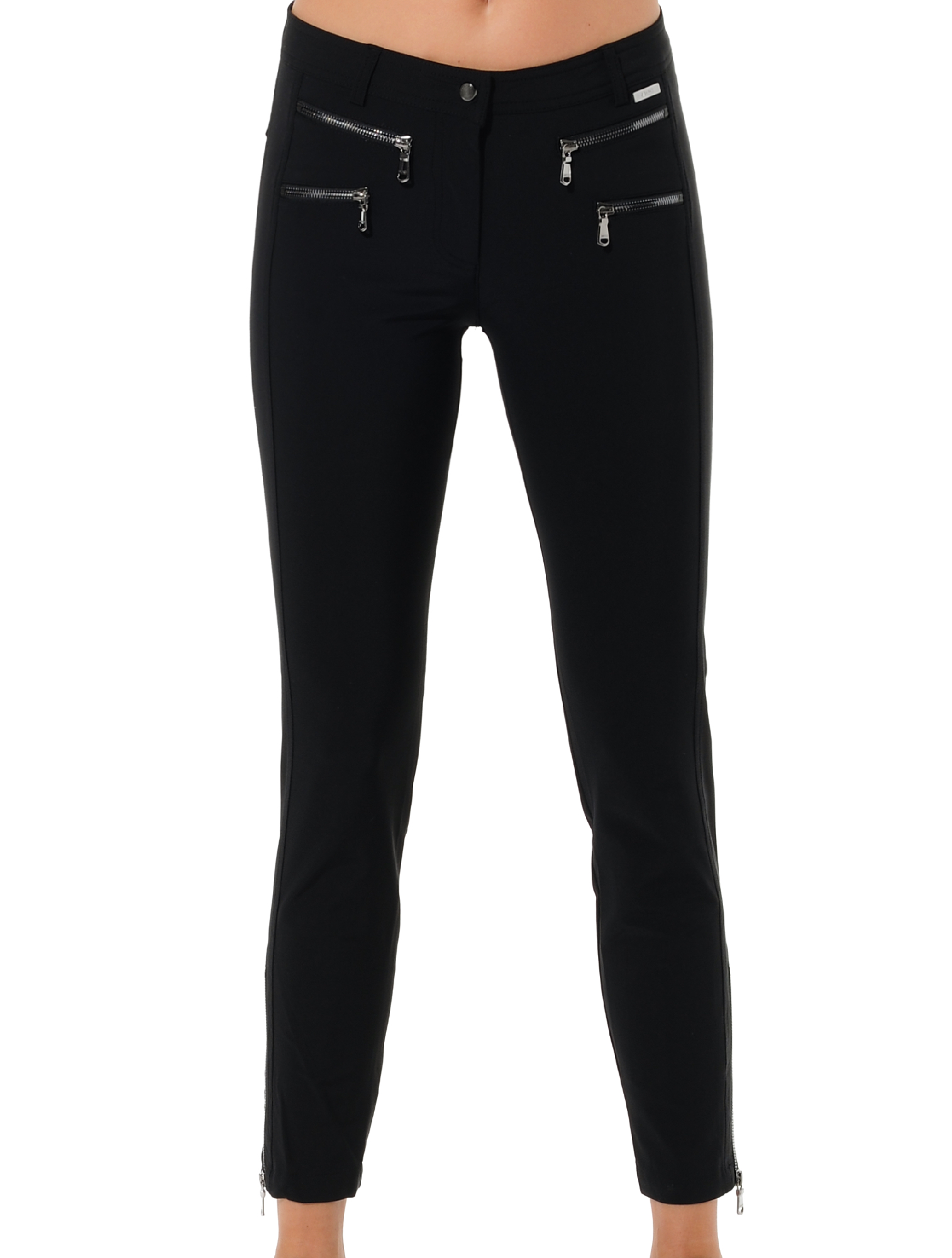 4way stretch double zip ankle pants black 