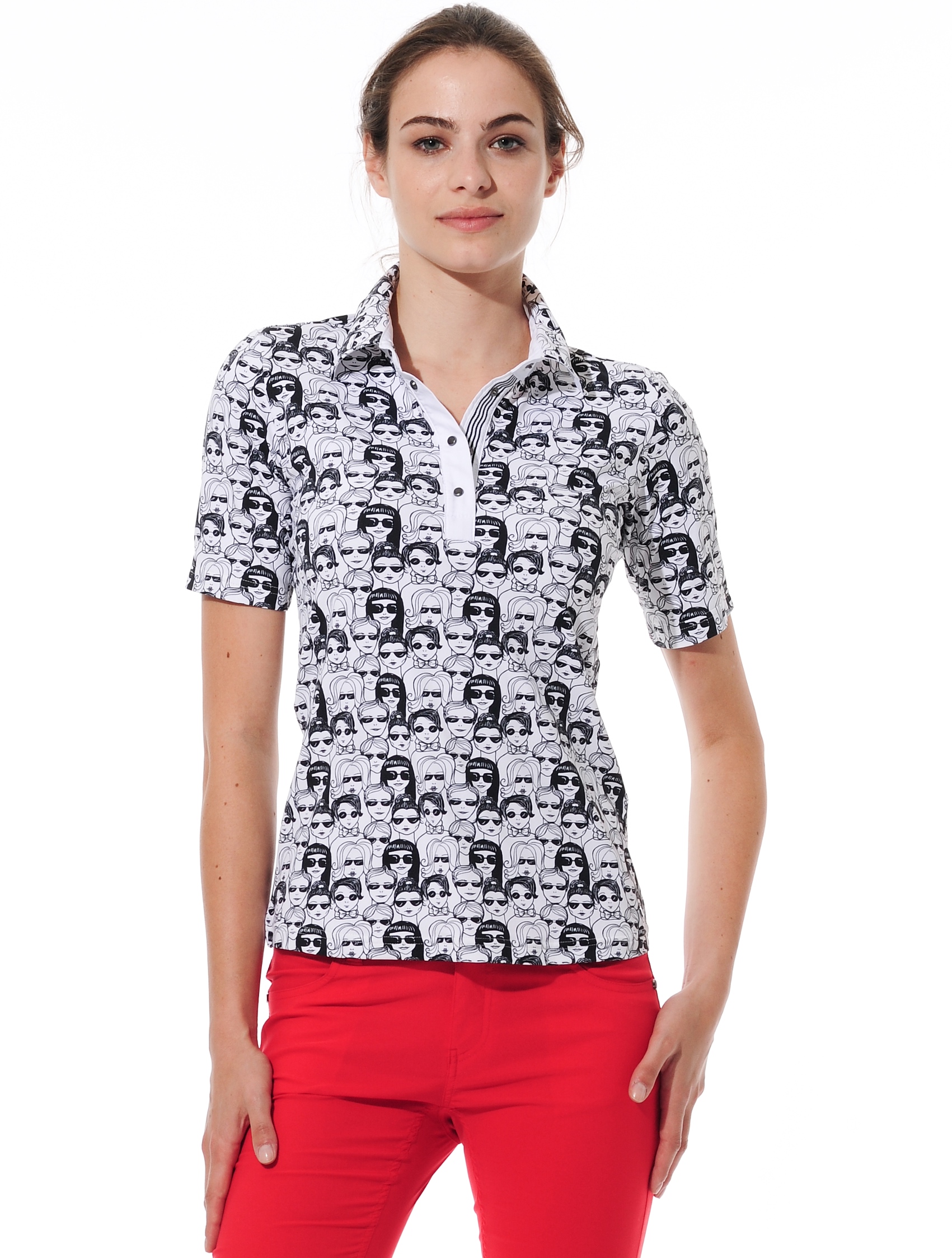 Sunglasses print polo shirt black/white 