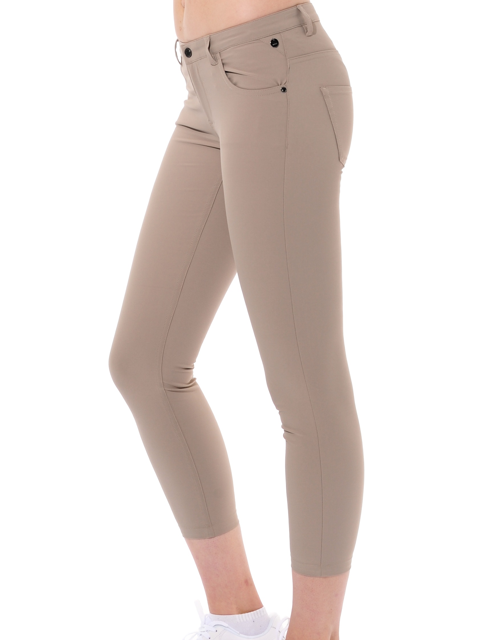 4way stretch cropped 5pockets taupe 