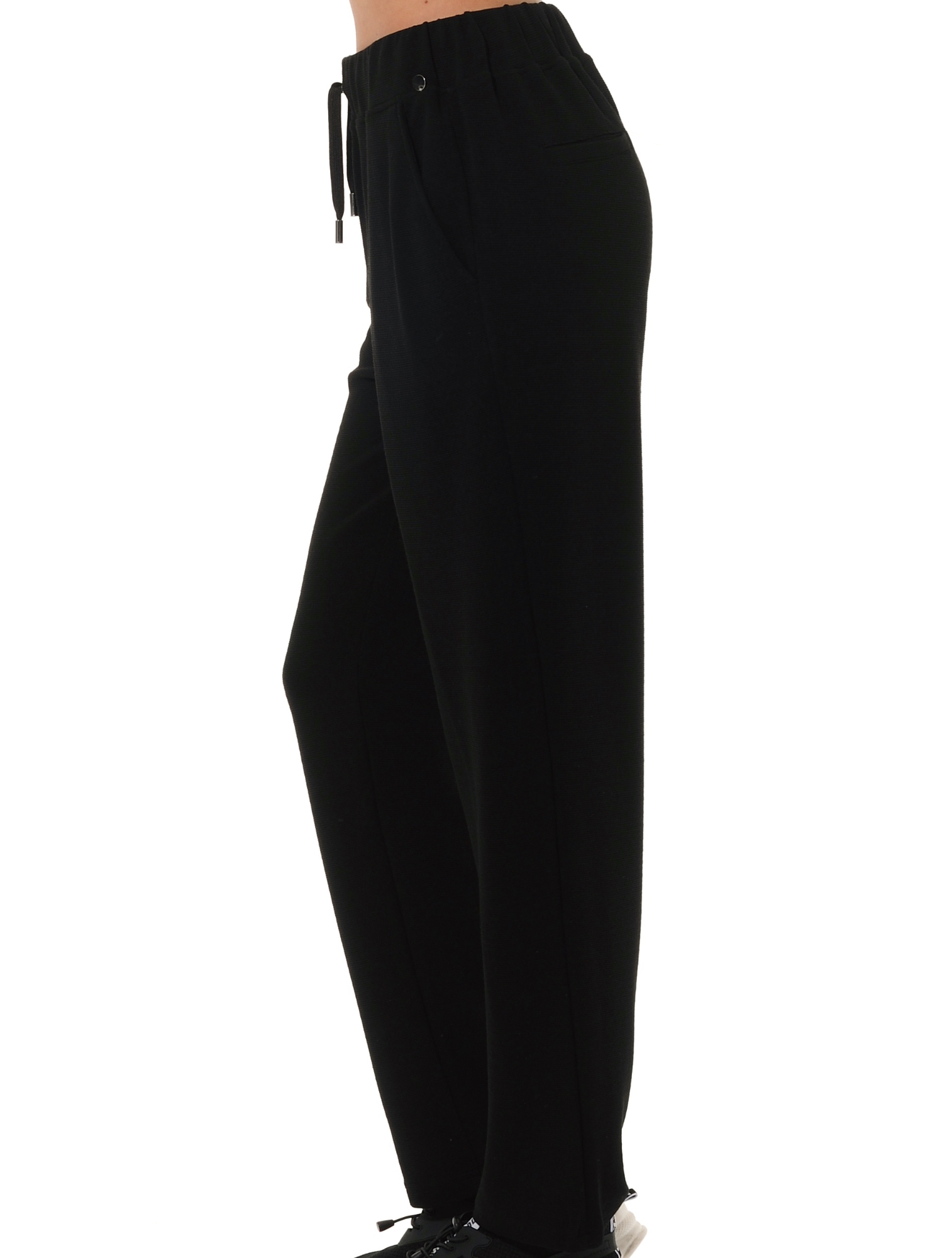 Towelling wide leg pants black