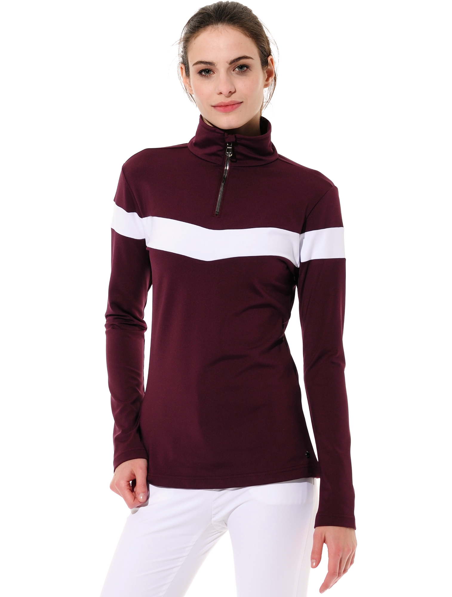 Softex zip longsleeve burgundy/white 