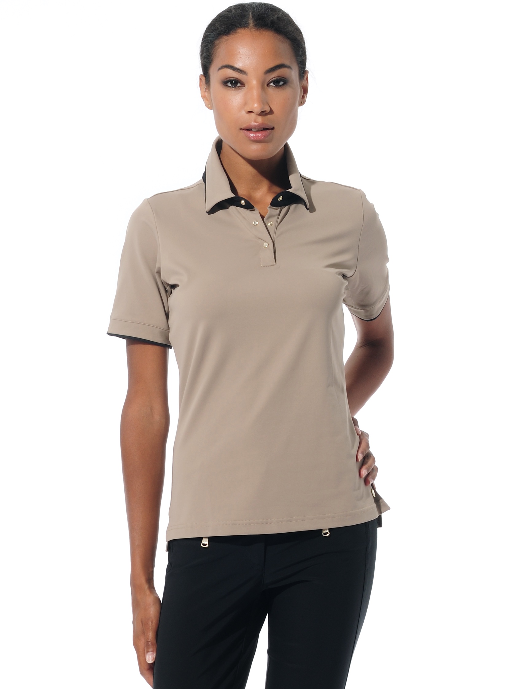 Meryl polo shirt taupe/black 