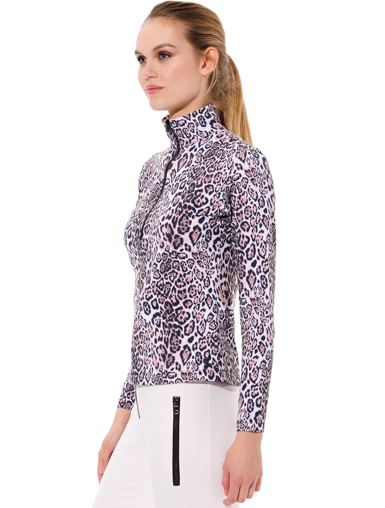 Leo Print Zip Longsleeve nude