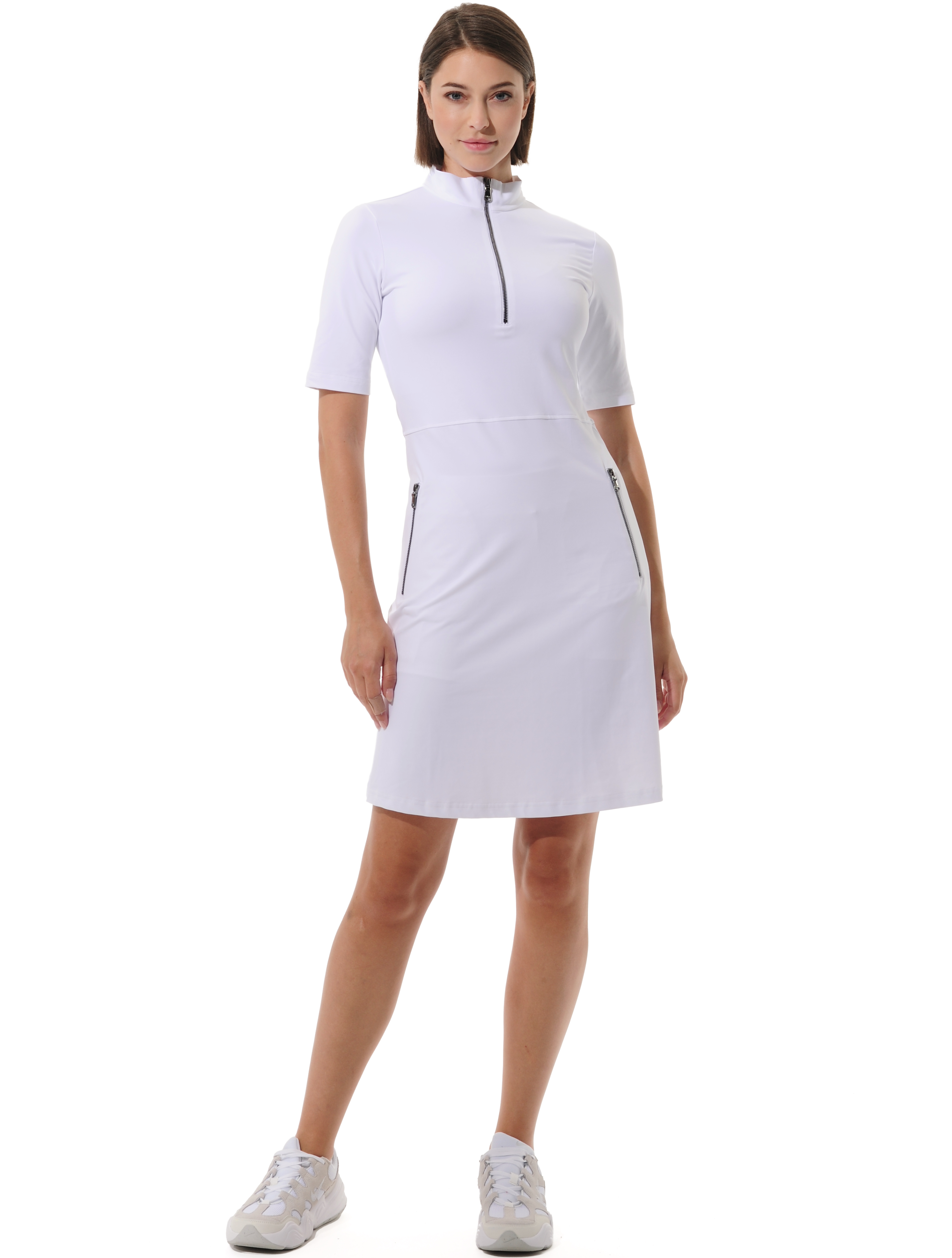 Jersey Zip Golf Kleid white