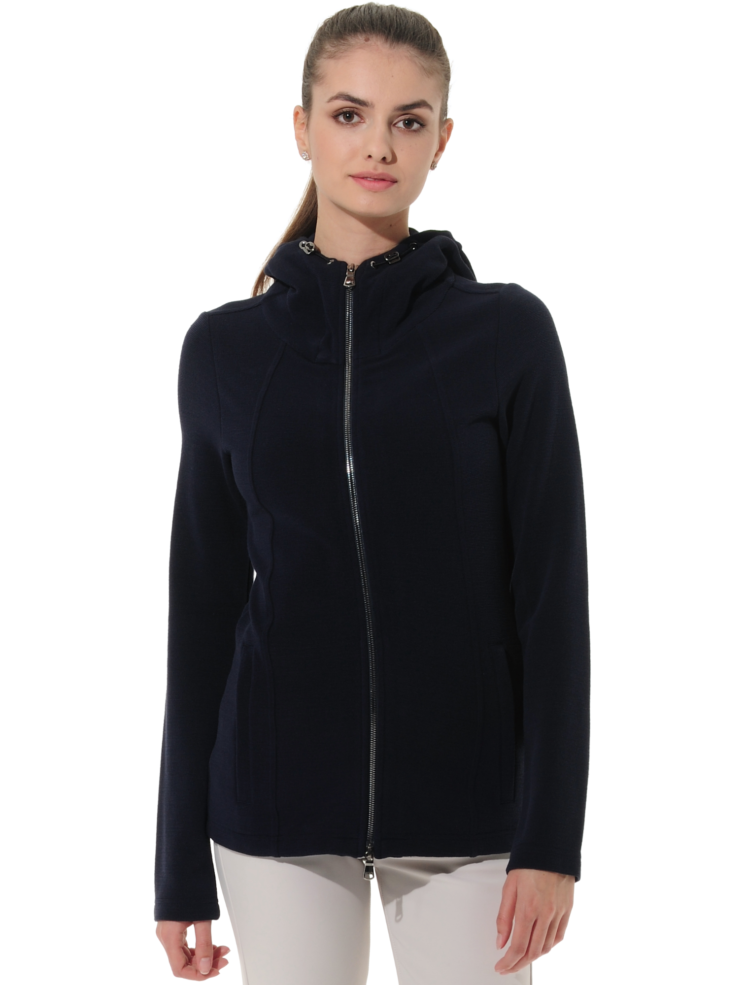 Towelling full zip hoodie night blue