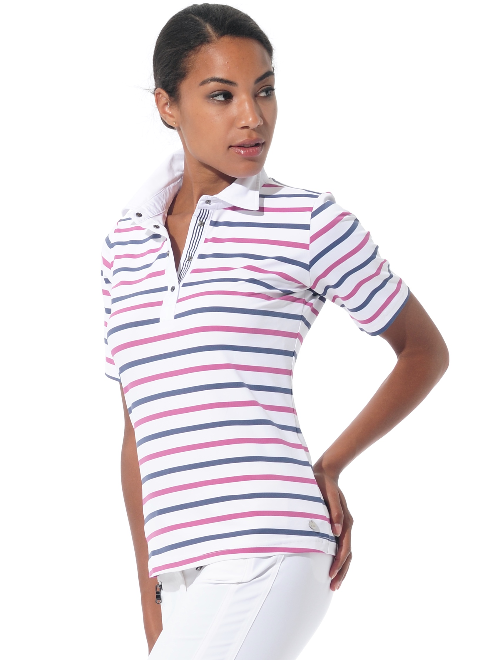 St. Tropez Print Polo cassis/navy