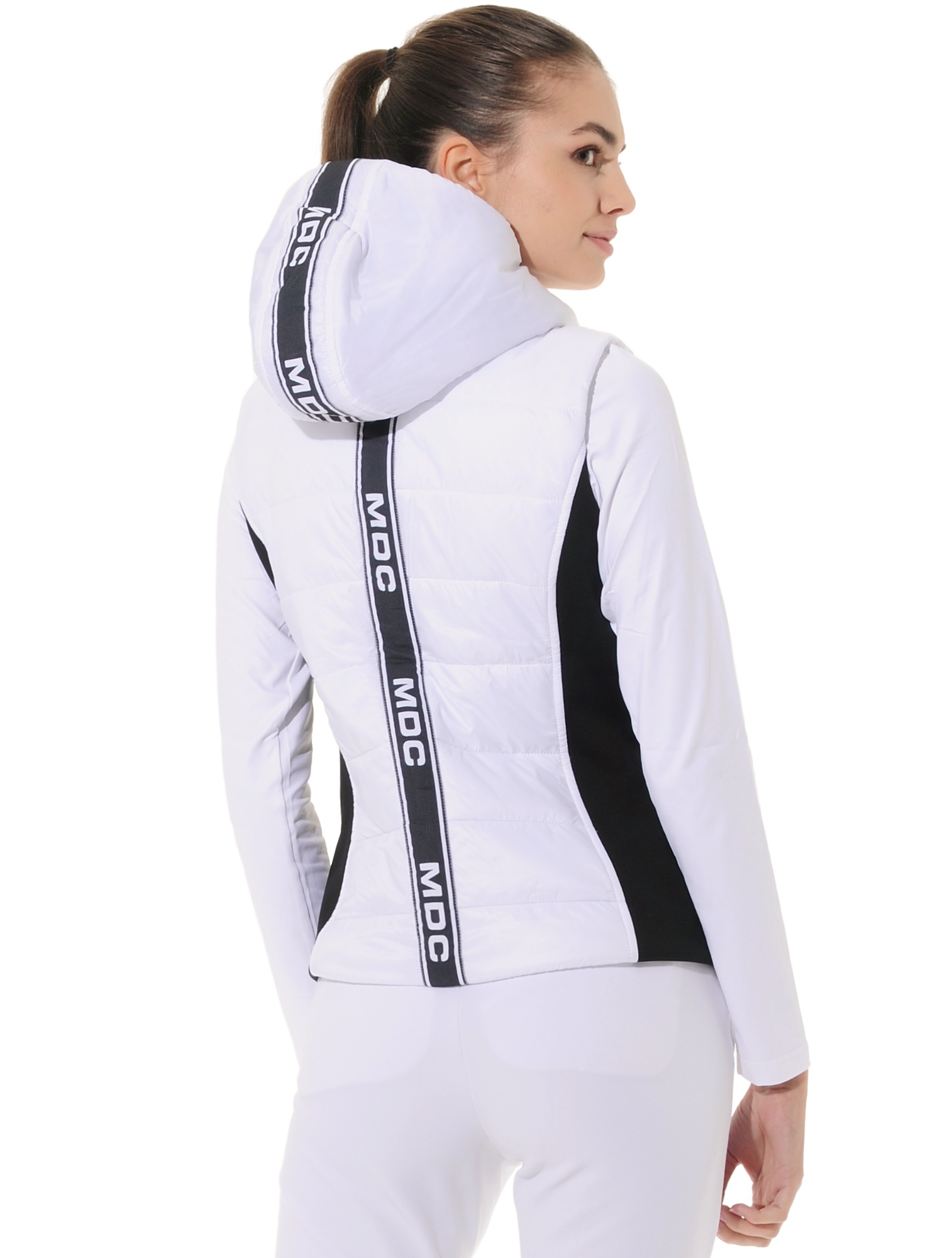 hooded vest white/black