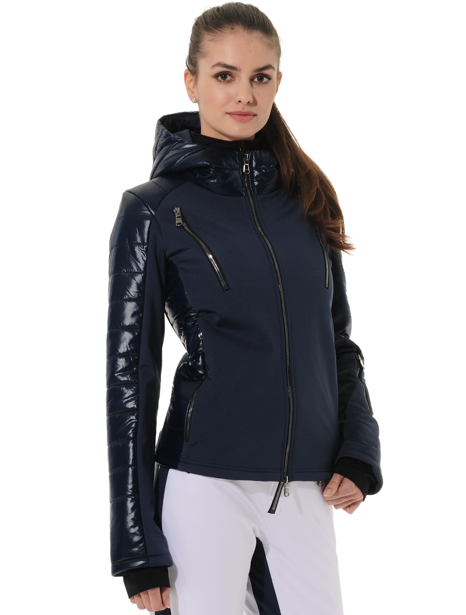 Shiny power stretch hybrid jacket navy 