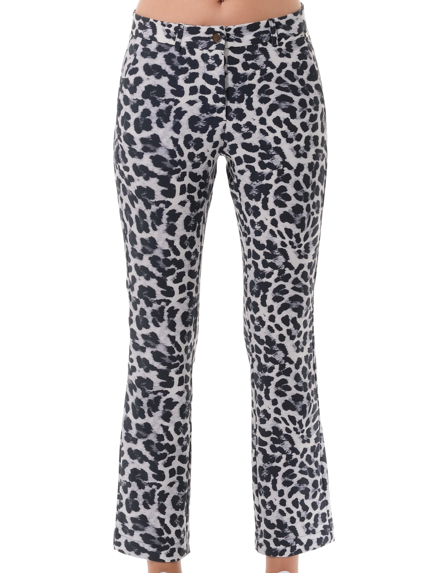 Leopard print chinos grey