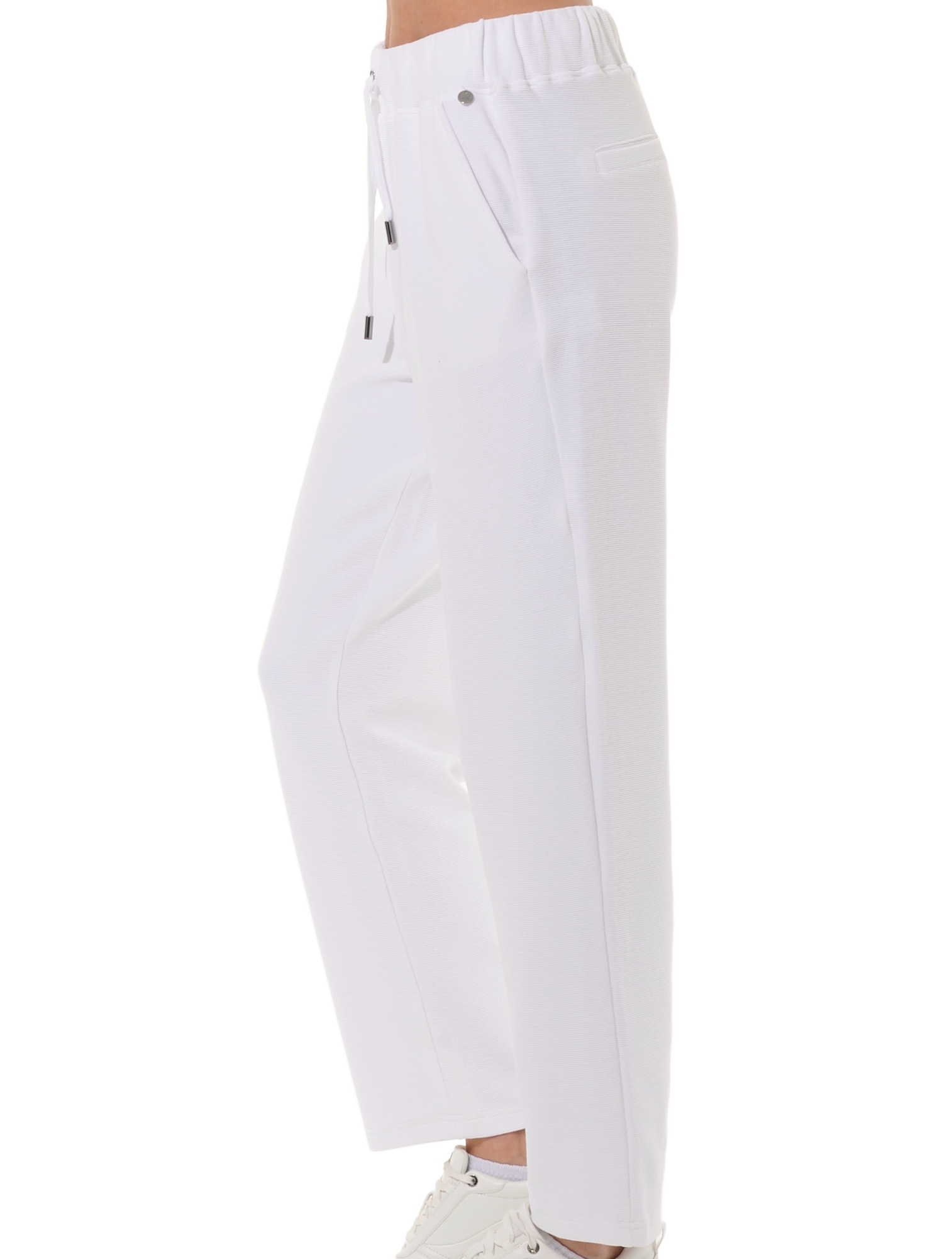 Towelling wide leg pants white