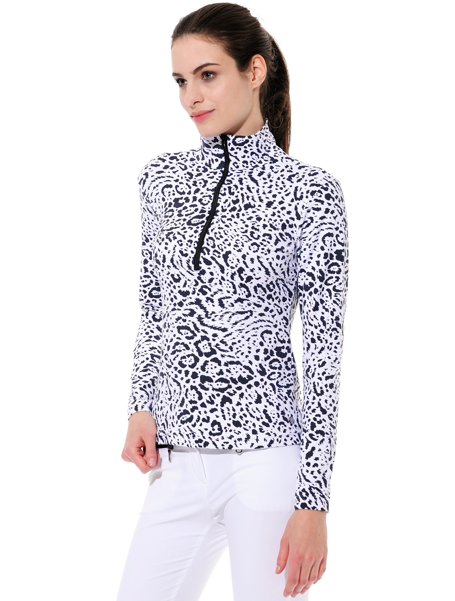 Ocelot print zip longsleeve black/white 