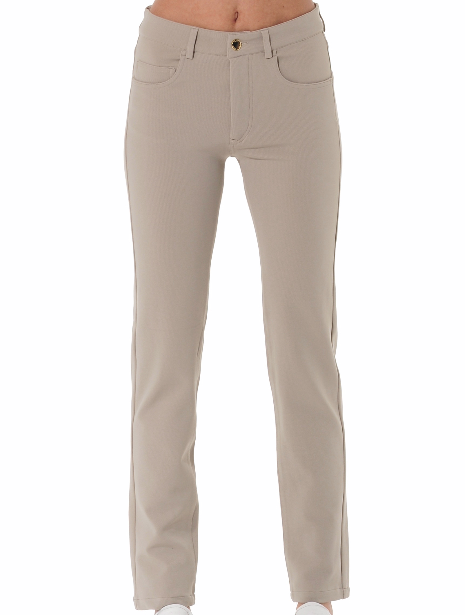 Cord Stretch Long Straight Cut Pants light taupe