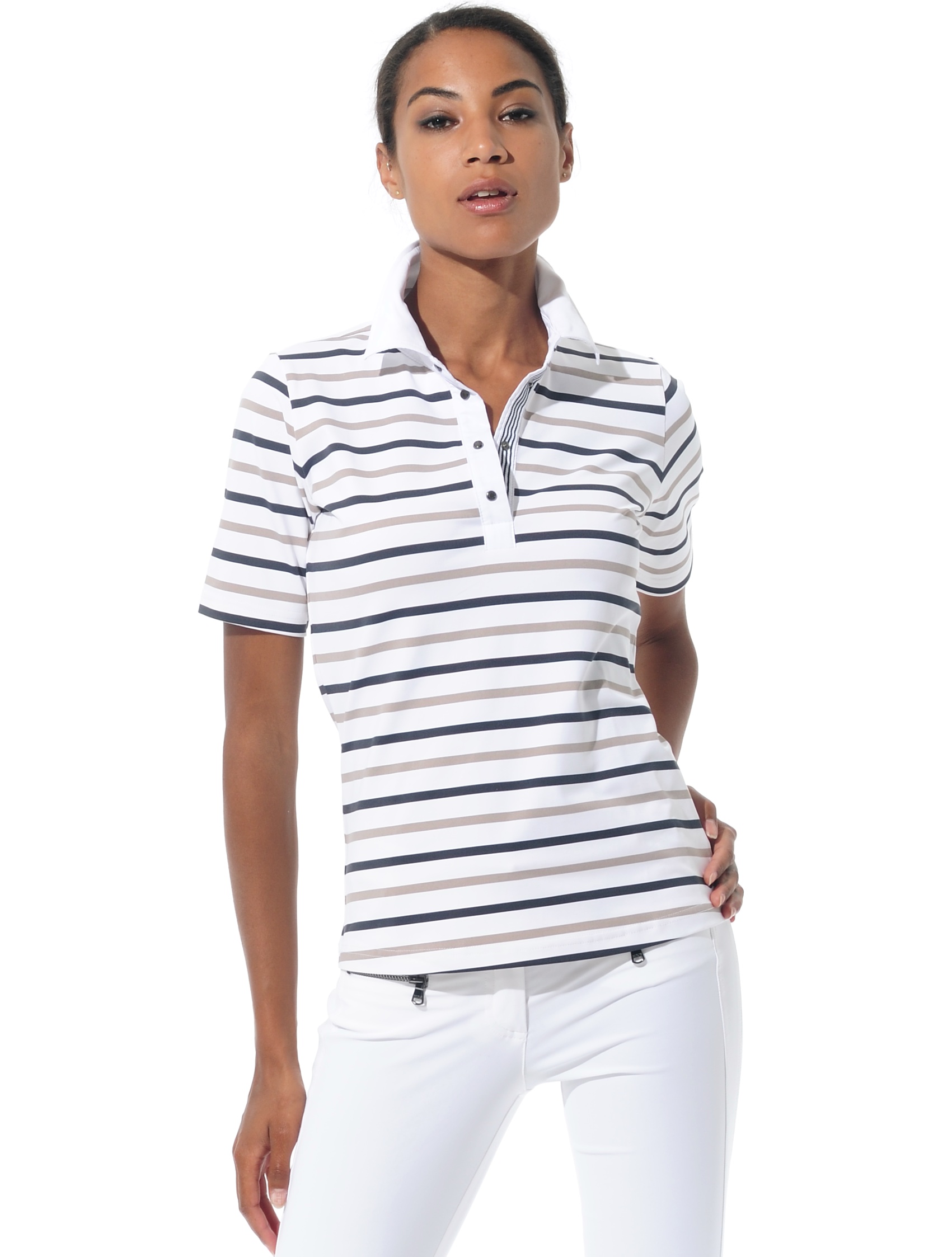 St. Tropez Print Polo taupe/black