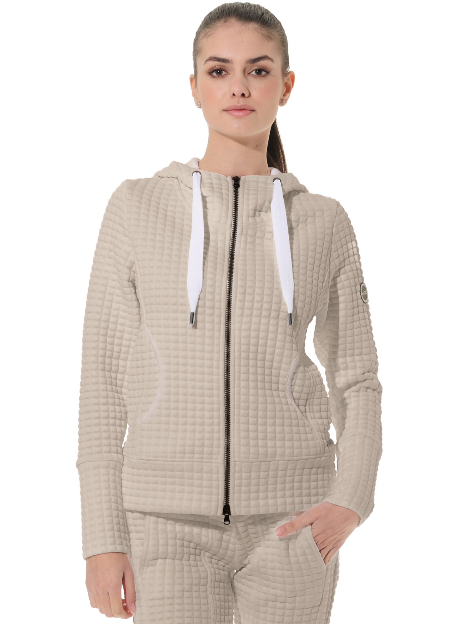 Veruno full zip hoodie light taupe