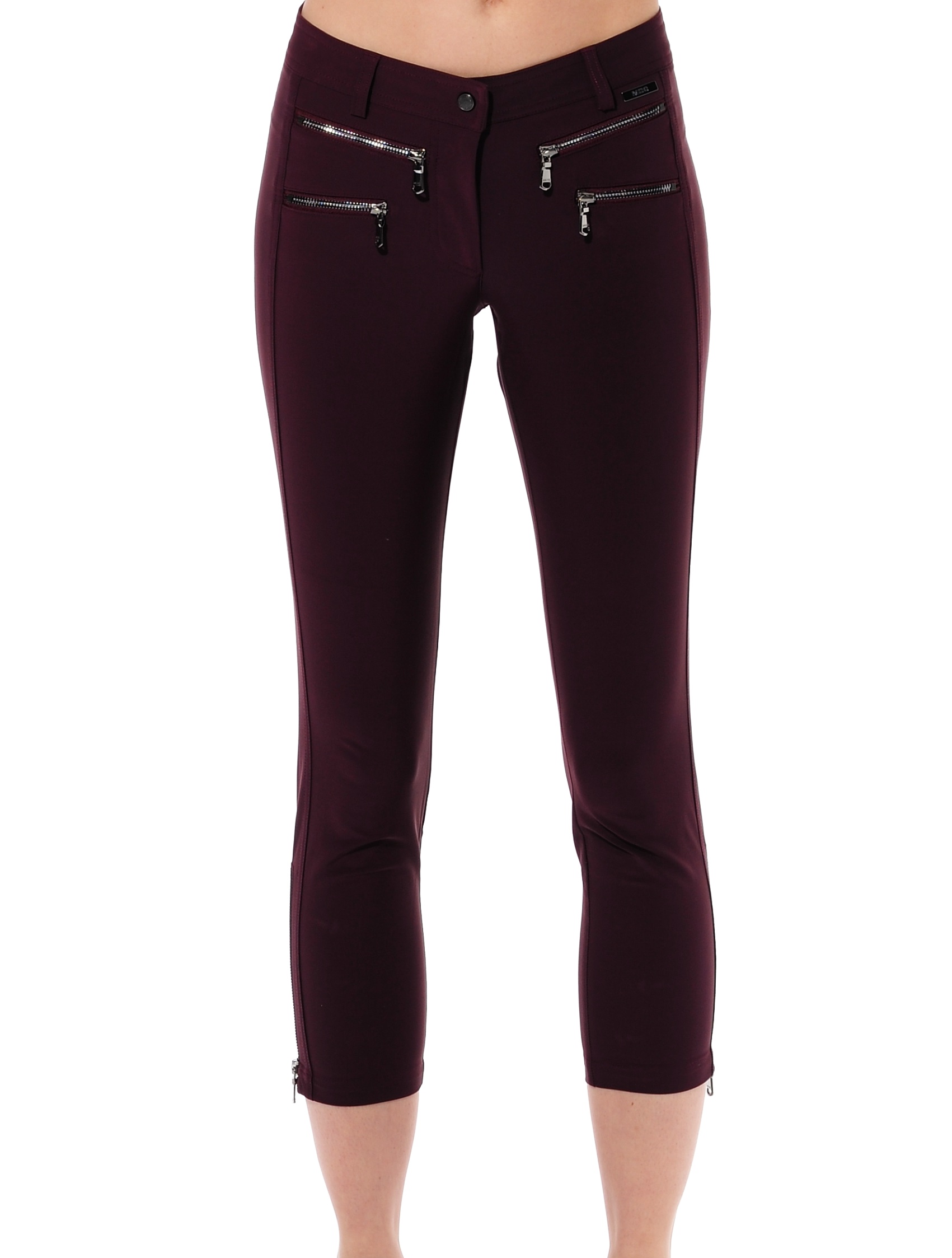 4way Stretch Double Zip Cropped Pants burgundy