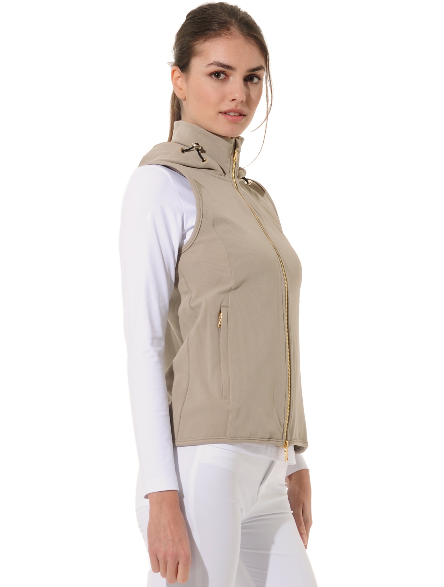 Cord Stretch vest light taupe