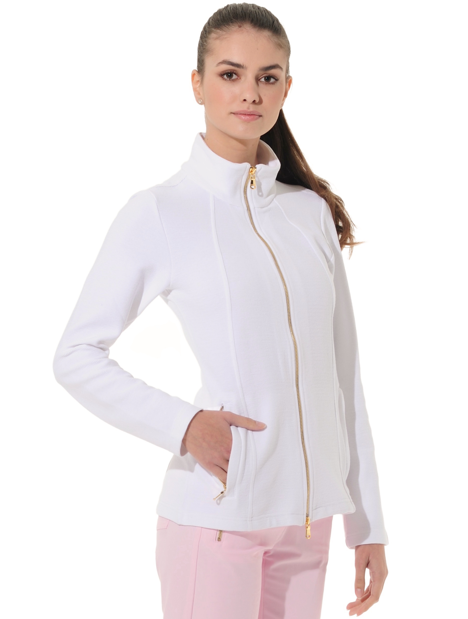 Frottee Full Zip Midlayer white