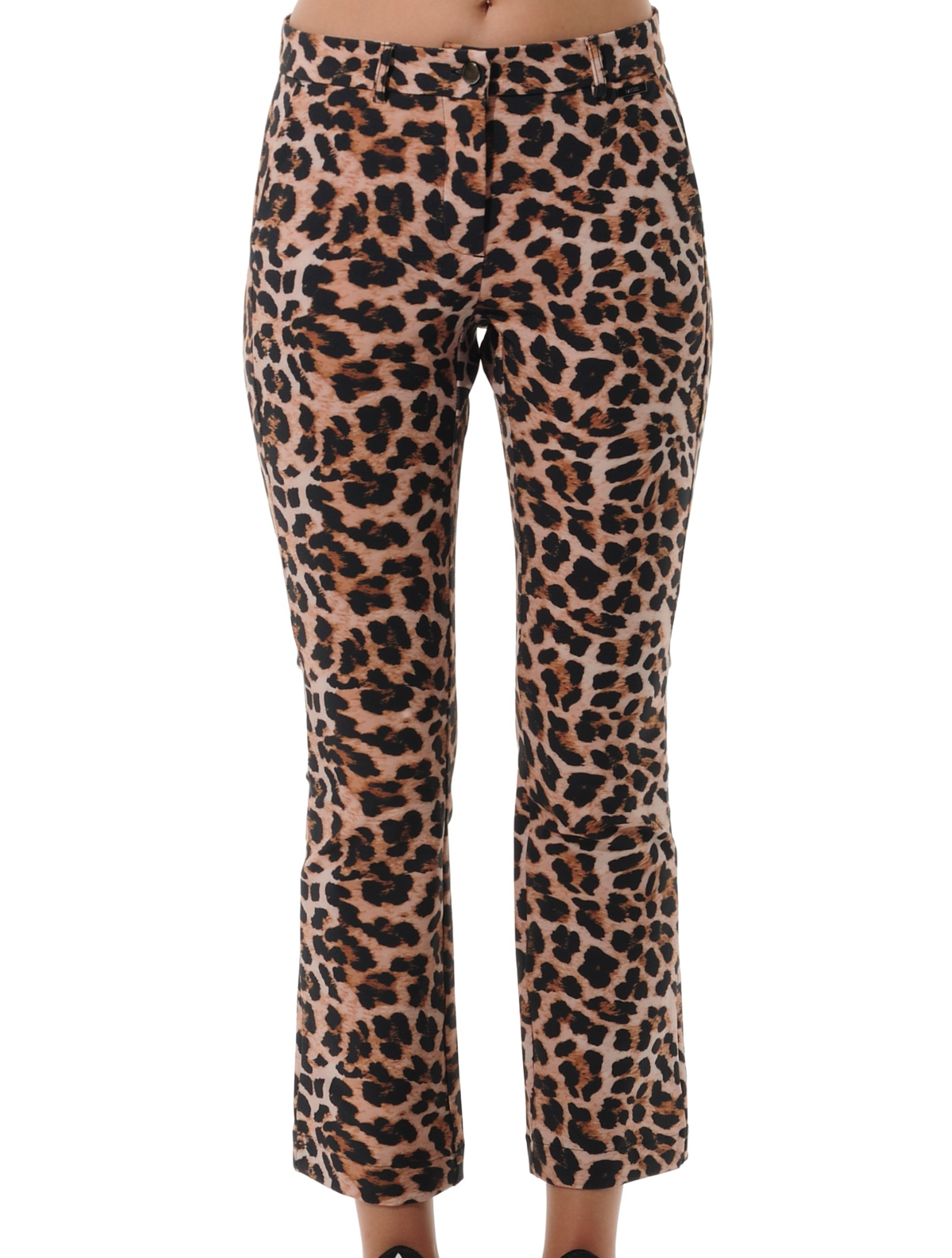 Leopard print chinos natural