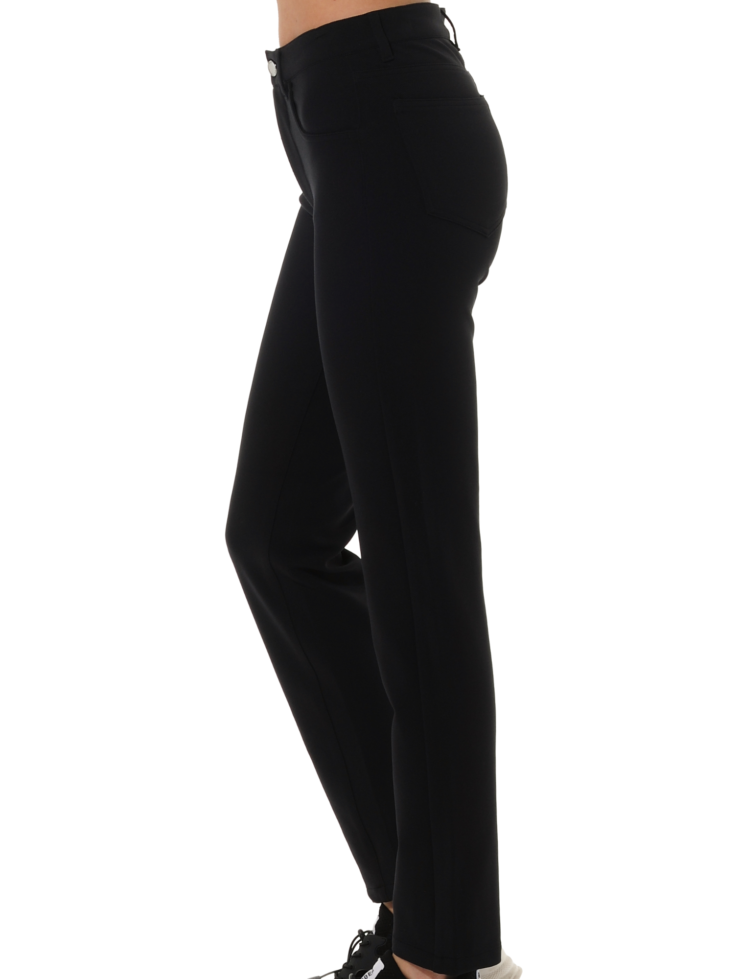 Cord Stretch Long Straight Cut Pants black