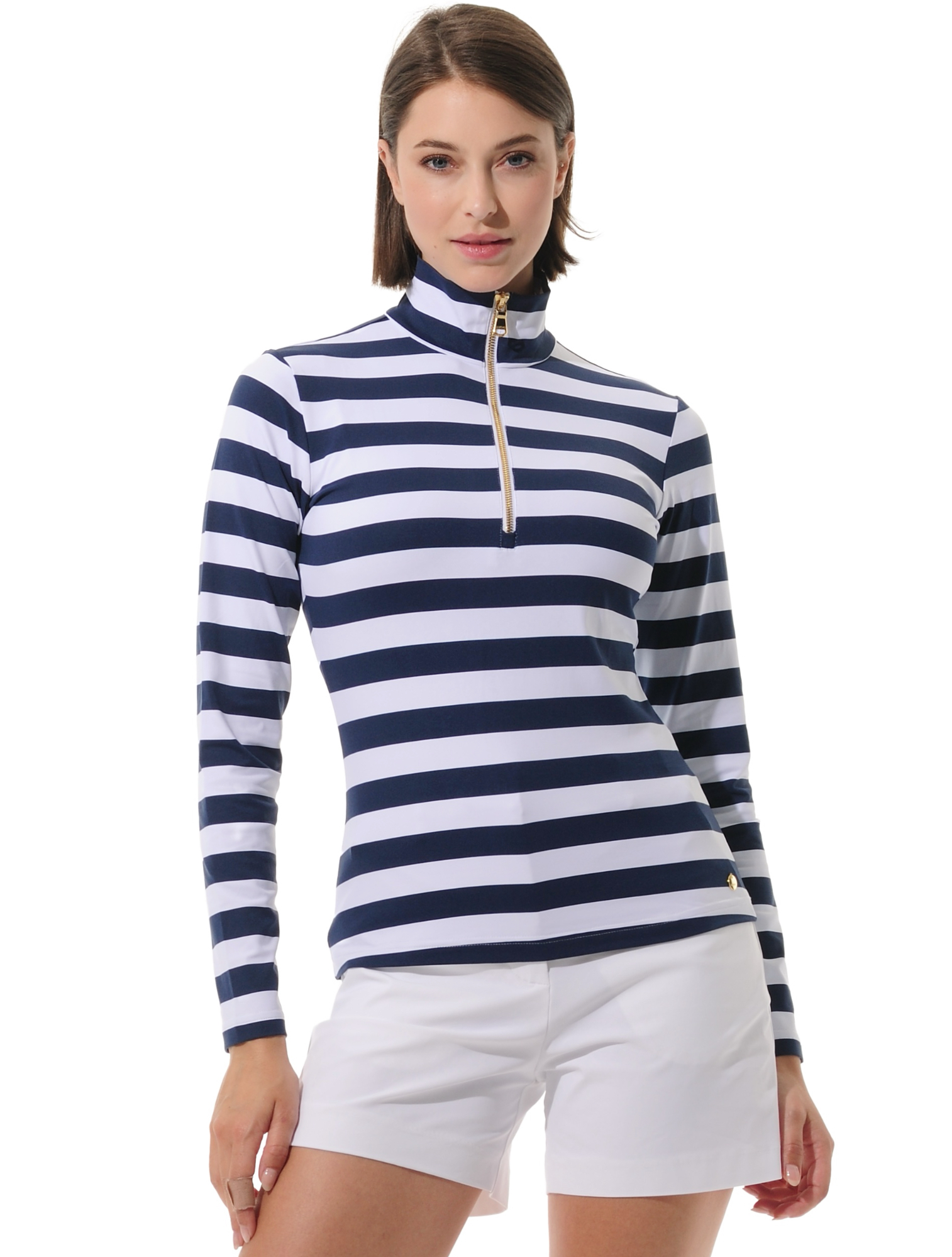 Yachting Print Zip Longsleeve navy