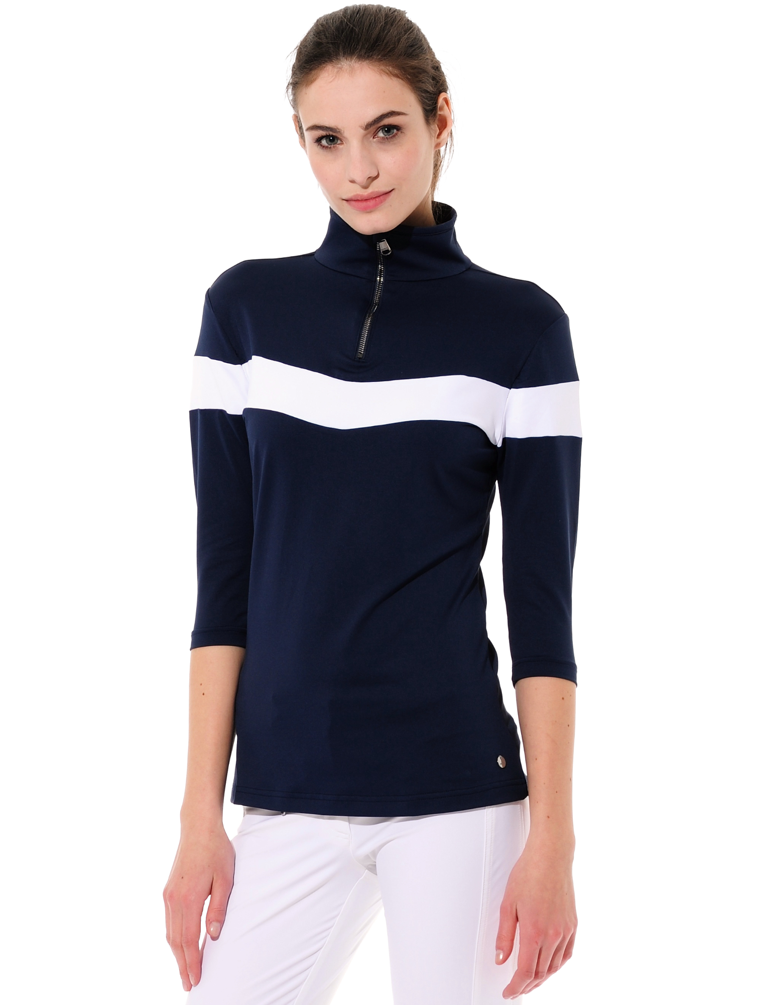 Meryl Zip Polo navy/white