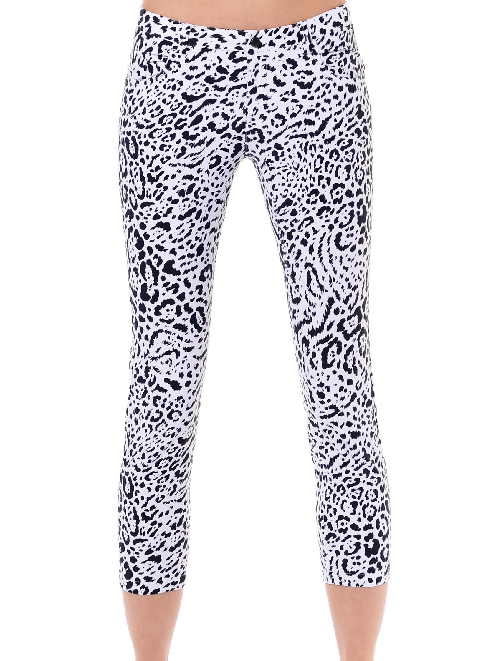 Ocelot print cropped 5pockets black/white 