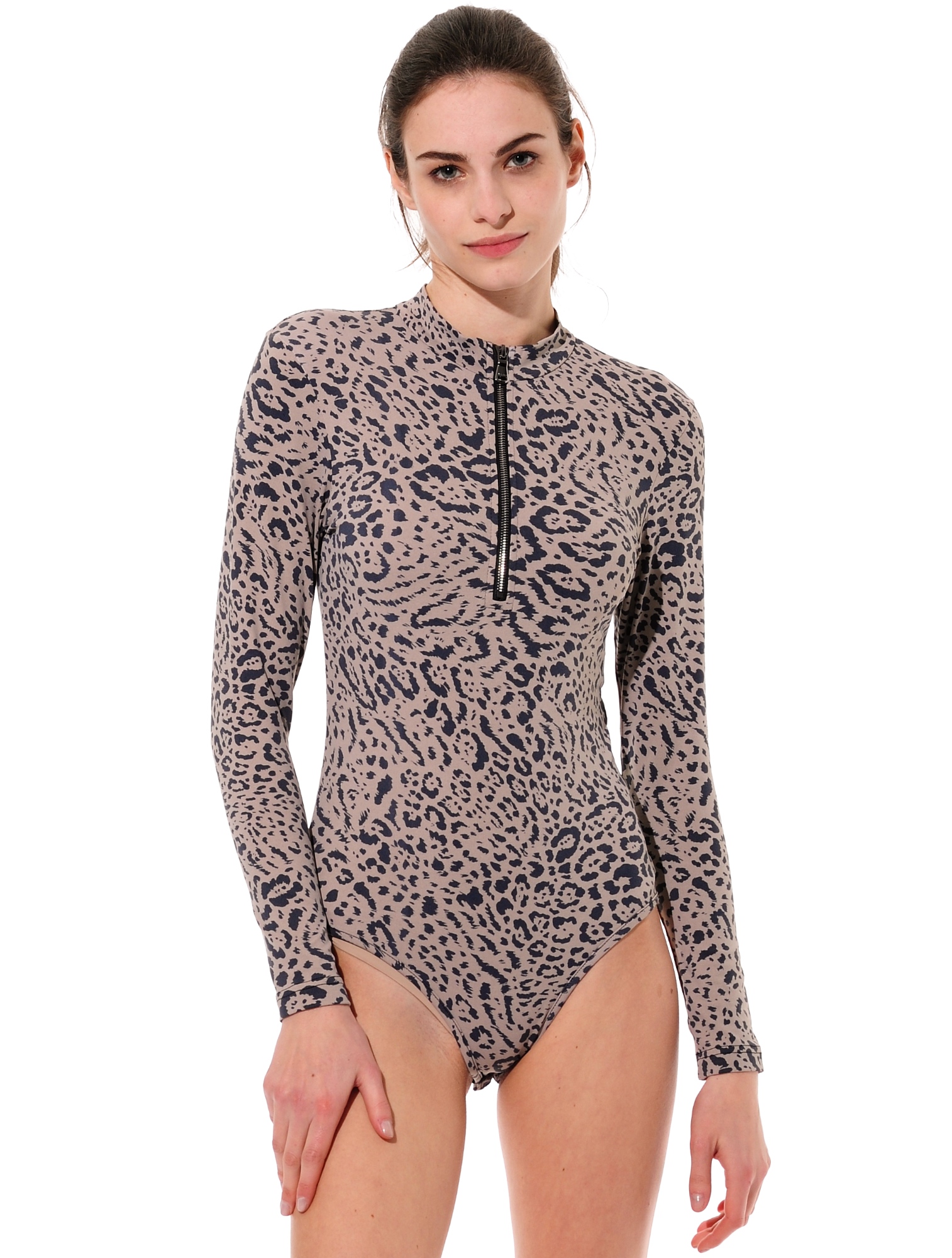 Meryl print zip body taupe/black 