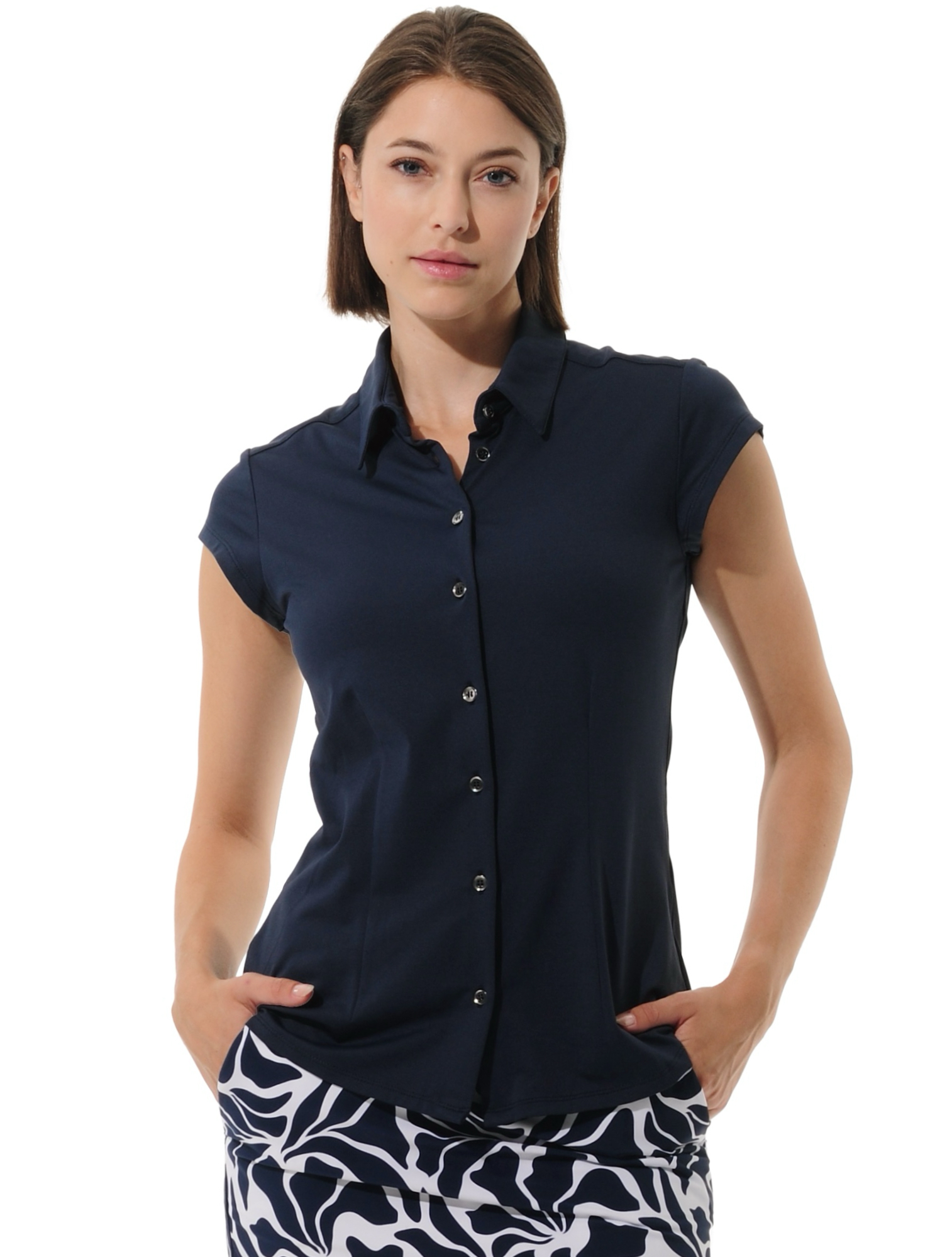 Jersey golf polo shirt navy