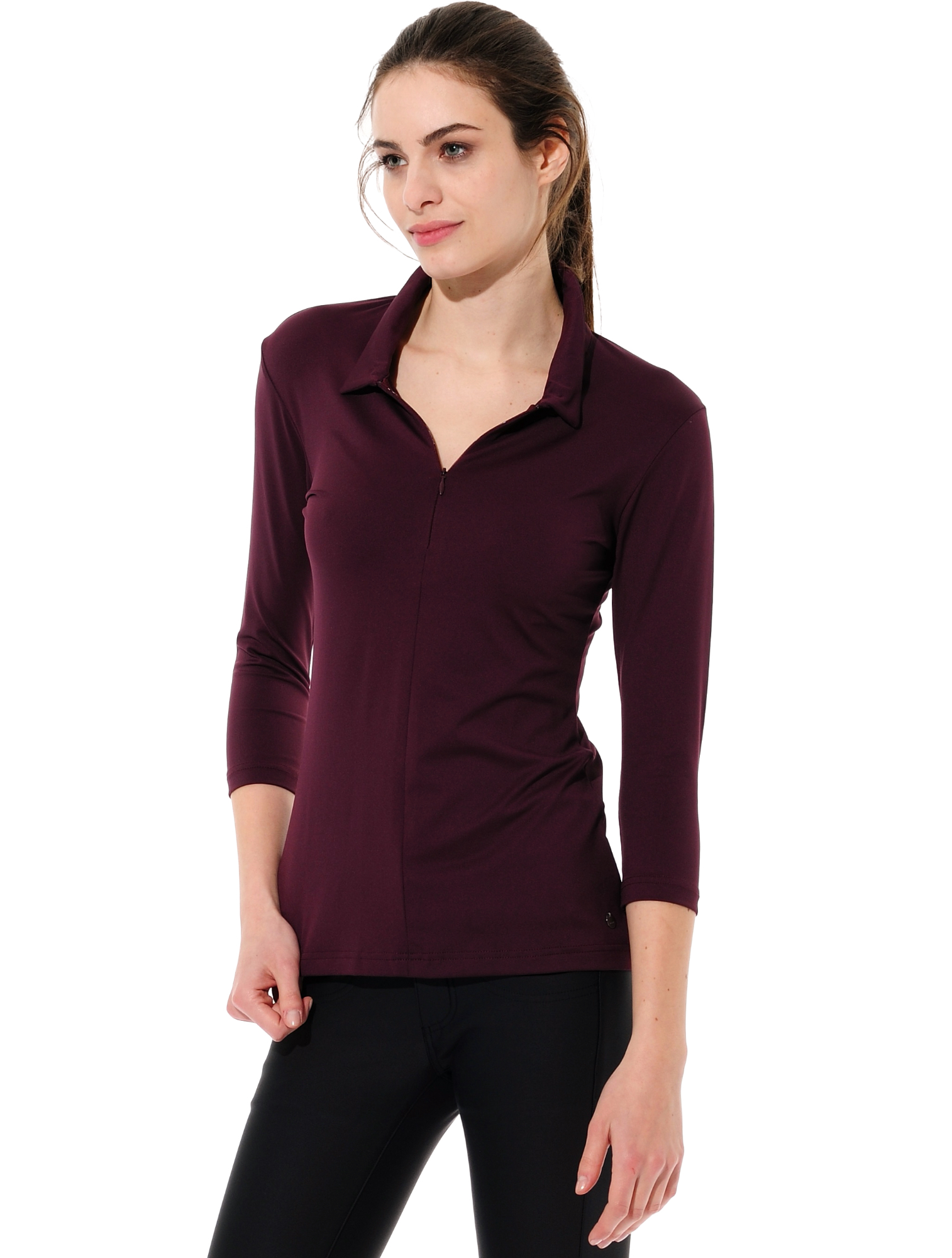 Meryl Zip Polo burgundy