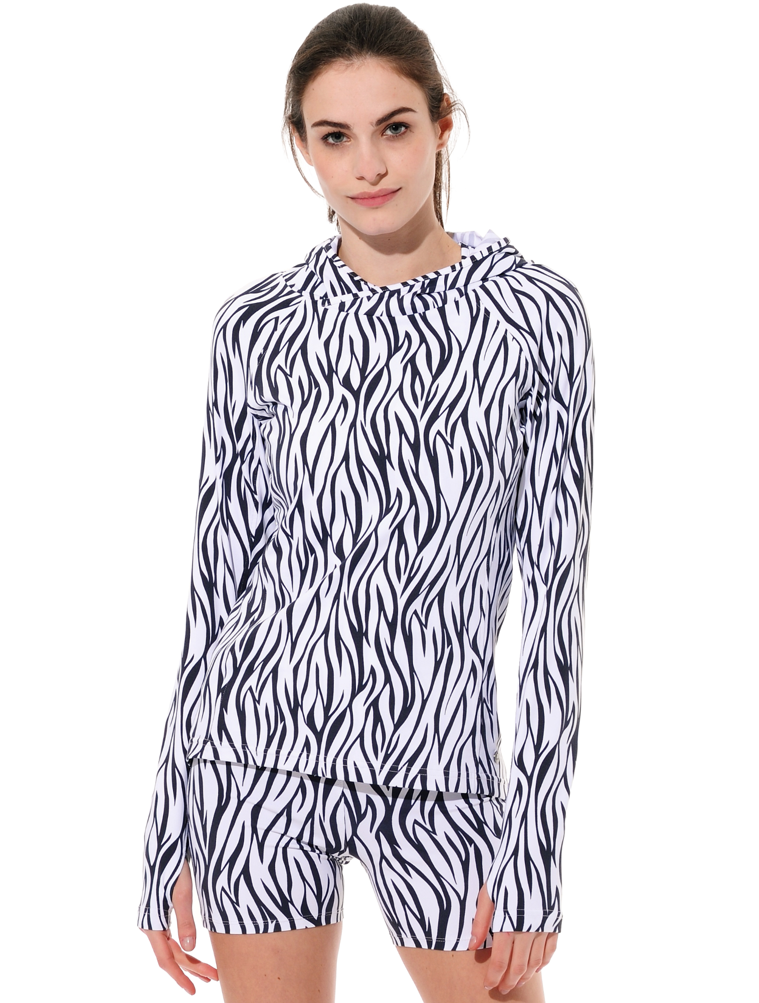 Zebra Skin Print Hoodie black/white