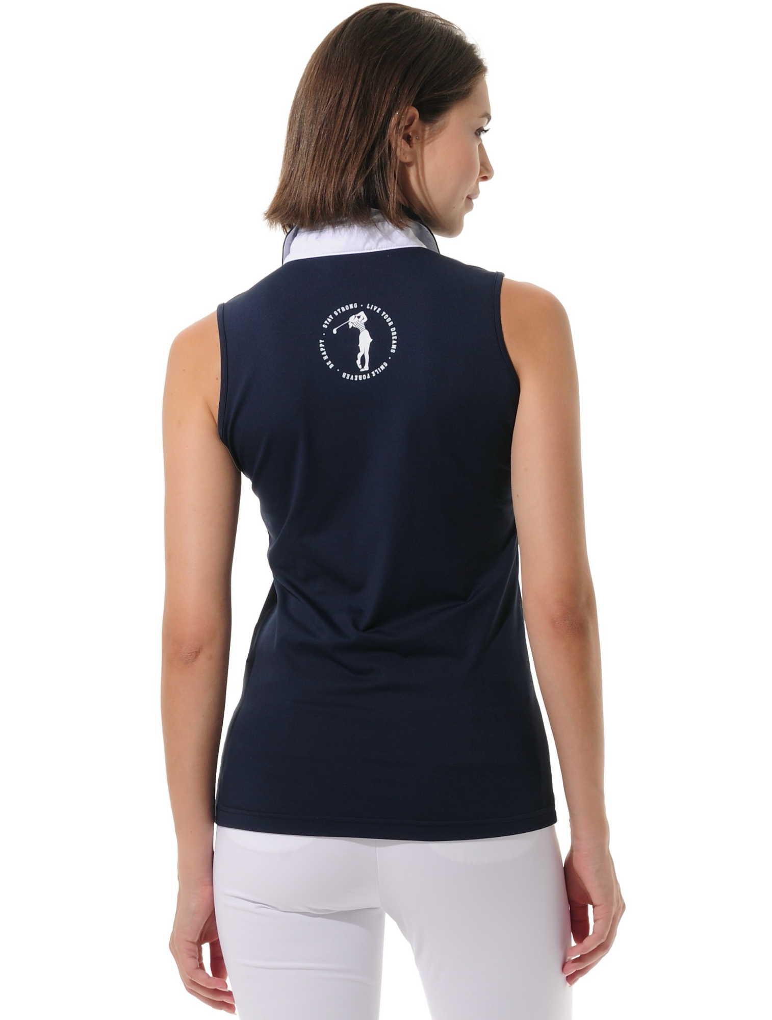 Jersey golf polo shirt navy/white 