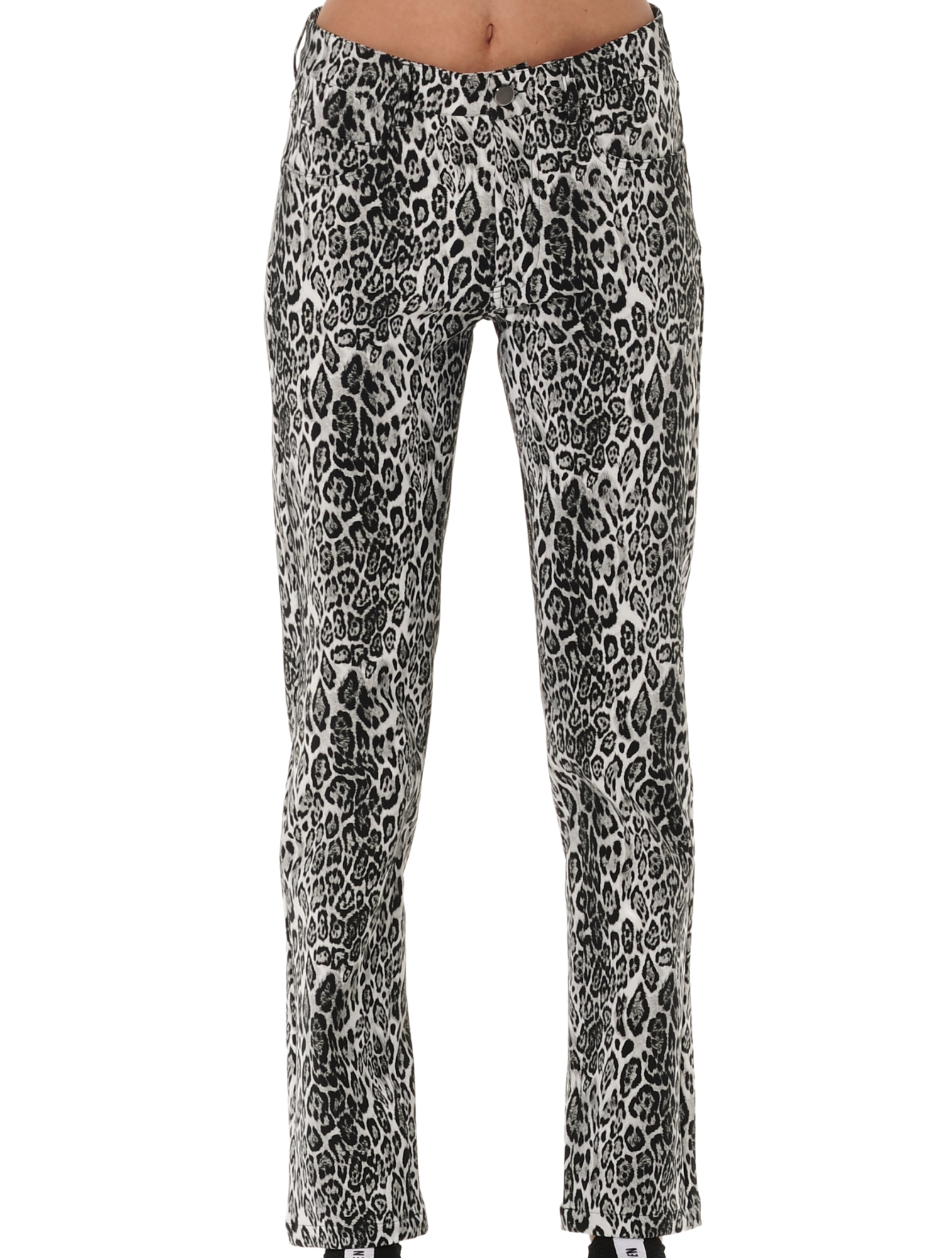 Leo Print Thermo Straight Cut Pants grey