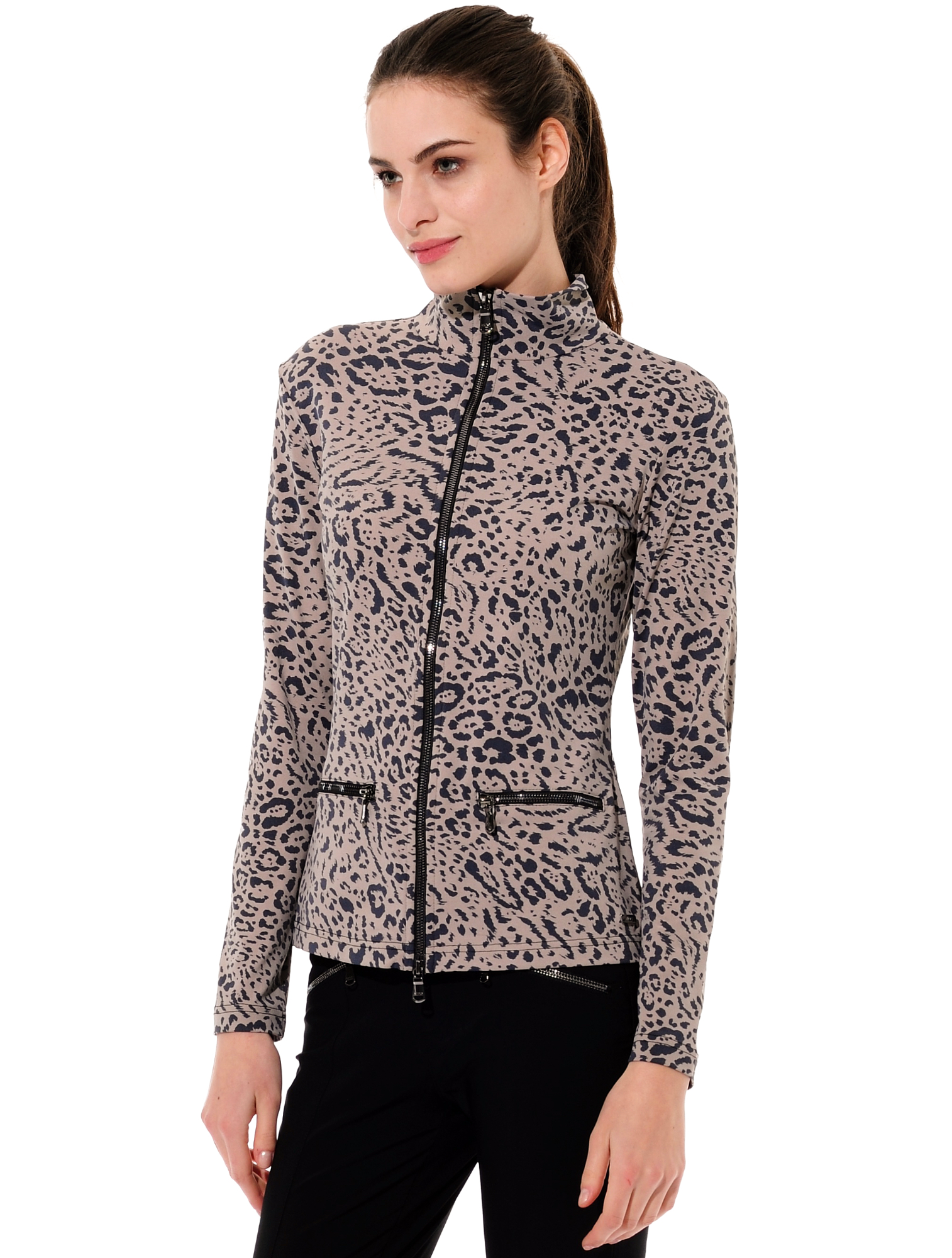 Ocelot print jacket taupe/black 