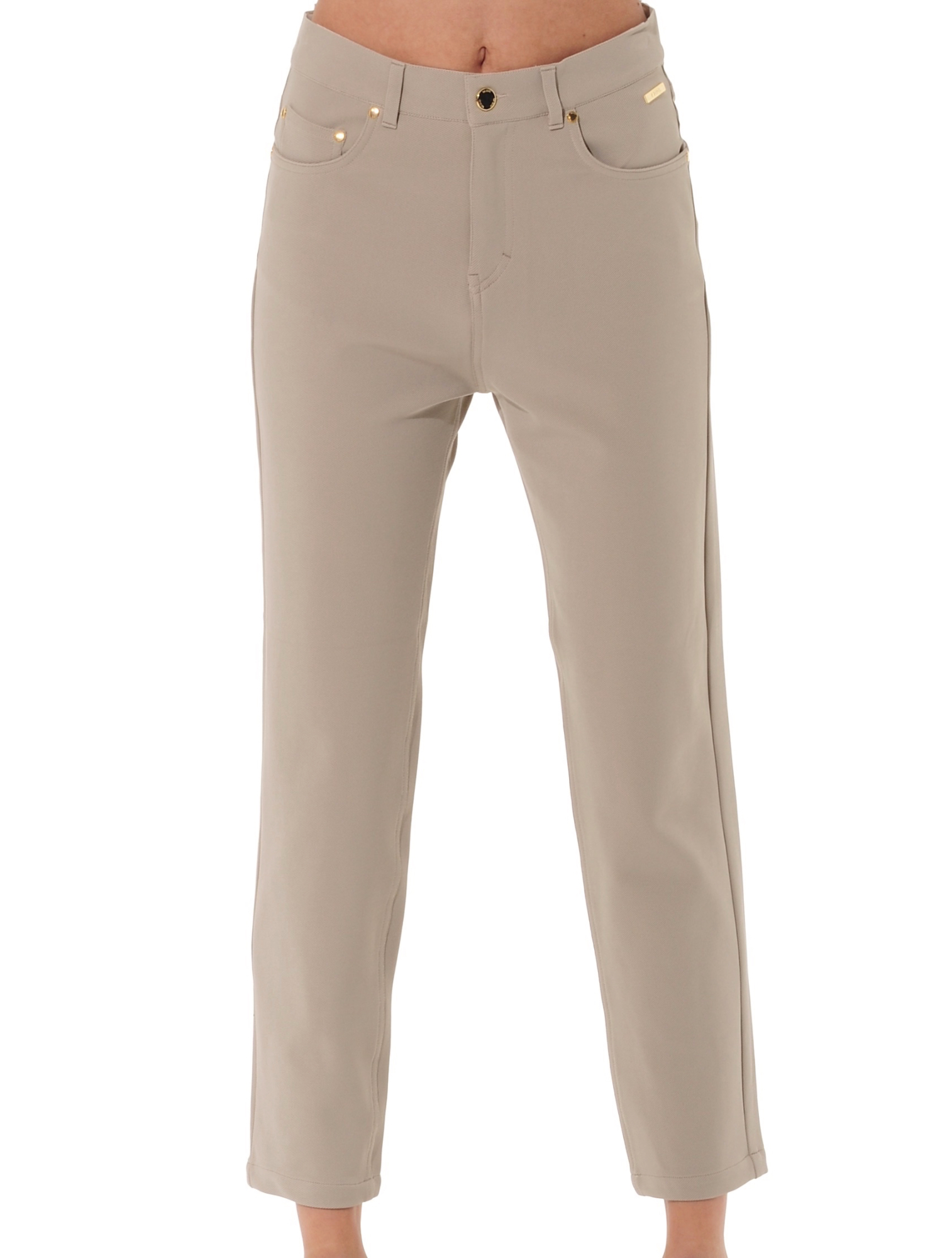 Cord stretch tapered fit pants light taupe