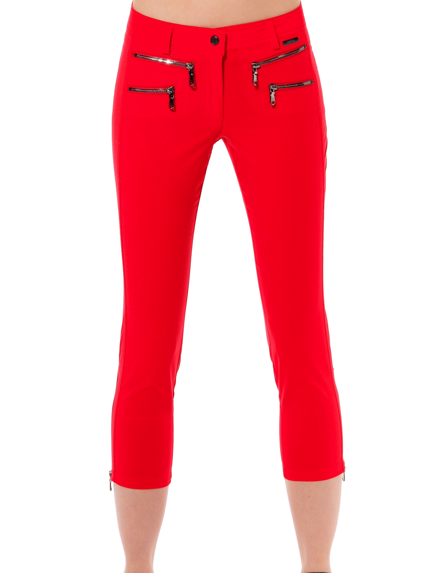 Light Stretch Double Zip Cropped Pants red